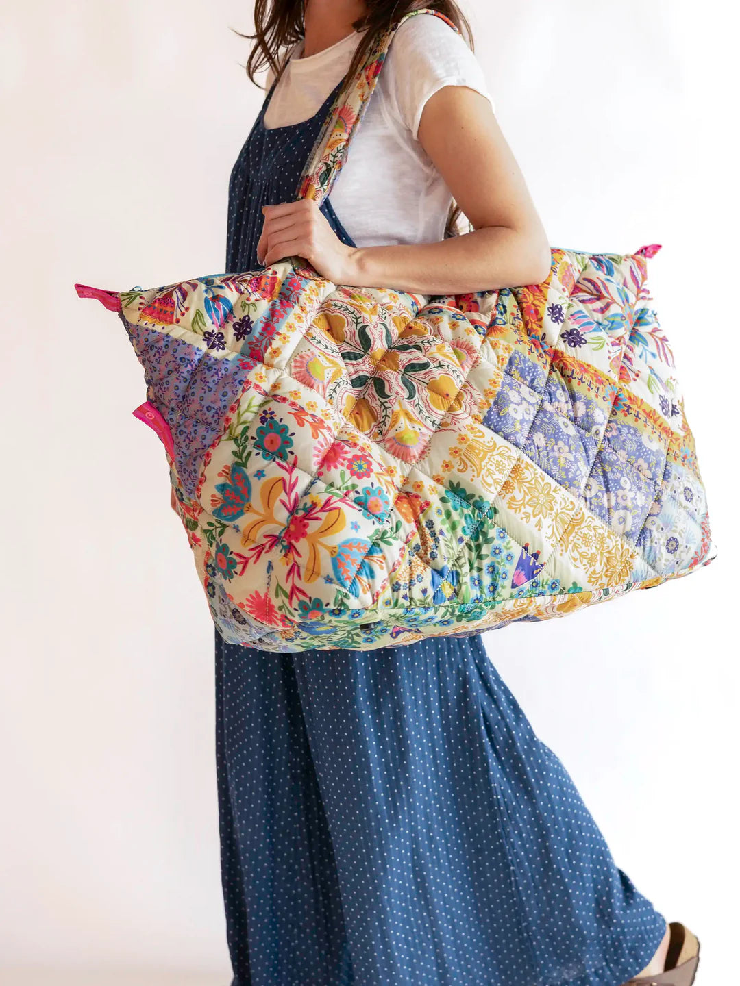 Natural Life Puffy Weekender Bag-Mandala Patchwork Cream