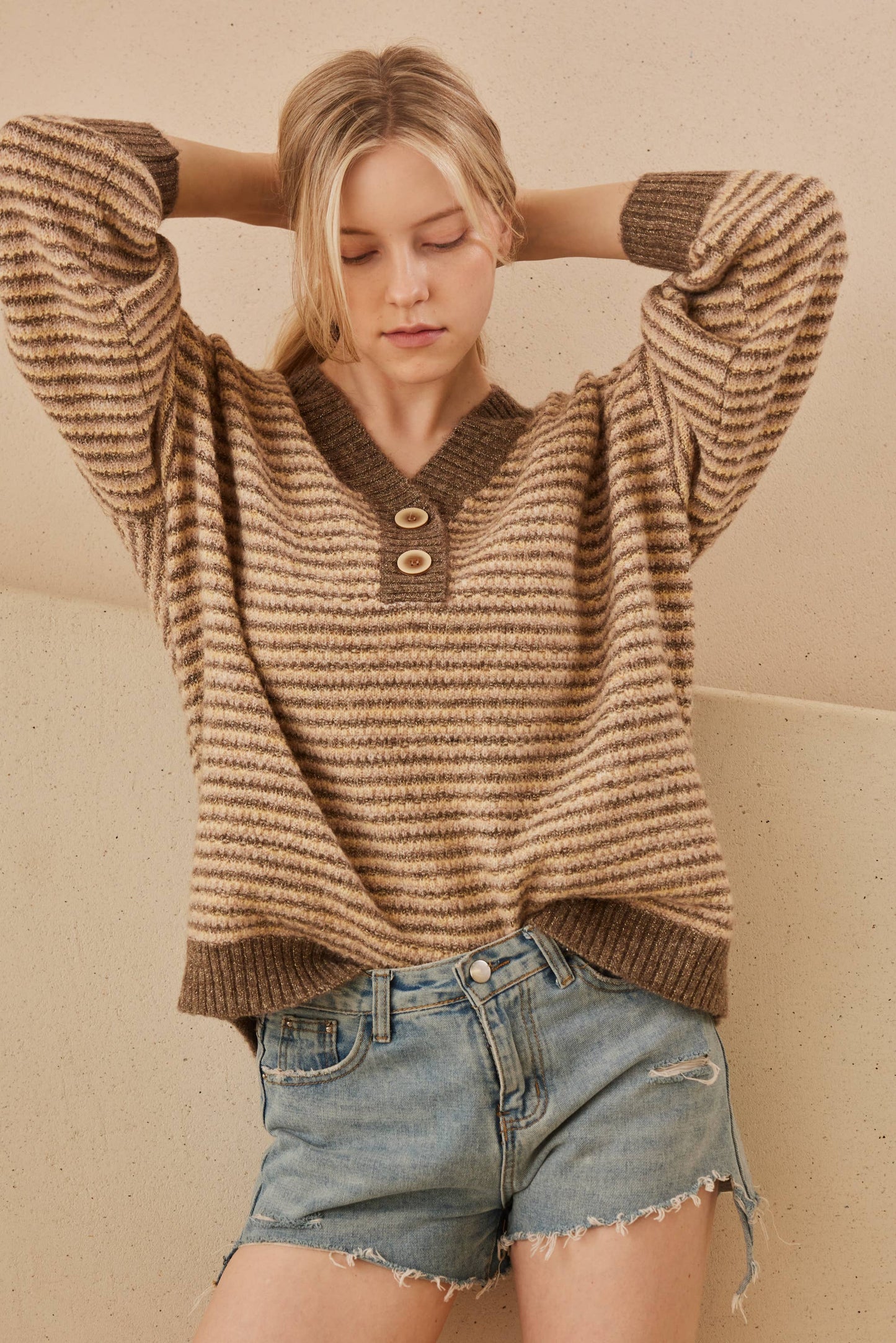 V Neck Stripe Sweater