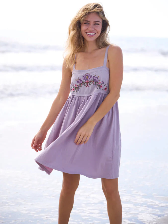 Natural Life Patti Embroidered Mini Dress-Lavender
