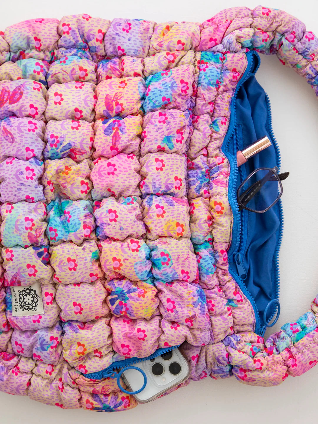 Natural Life Puffy Fit-It-All Bag-Tiny Mod Watercolor Floral