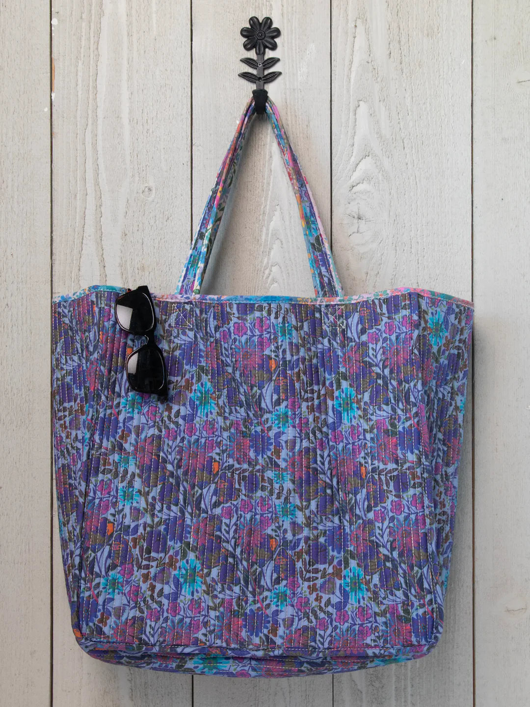 Natural Life Reversible Quilted Tote Bag-Floral Patchwork
