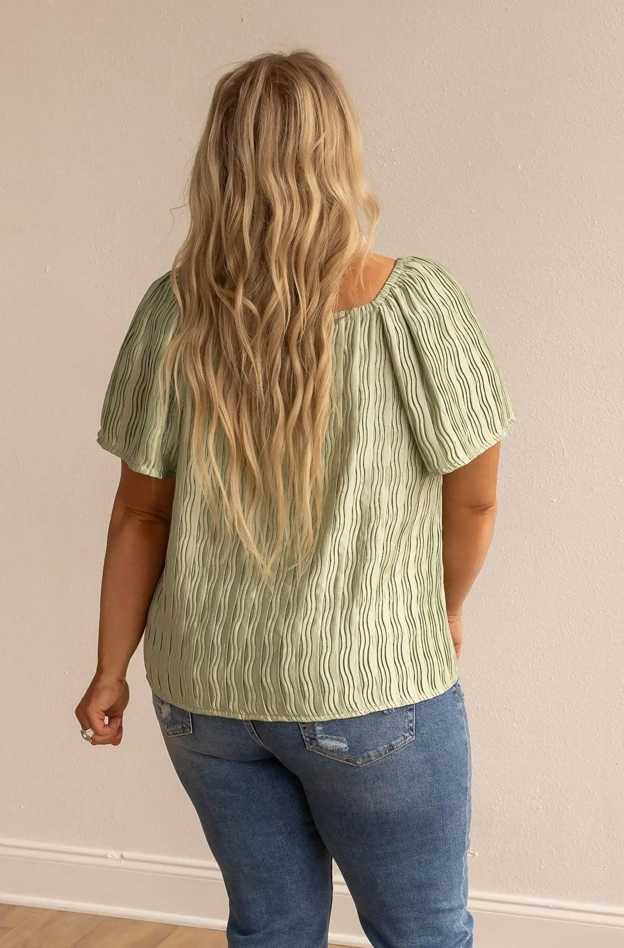 Lustrous Elegance Green Silk Top