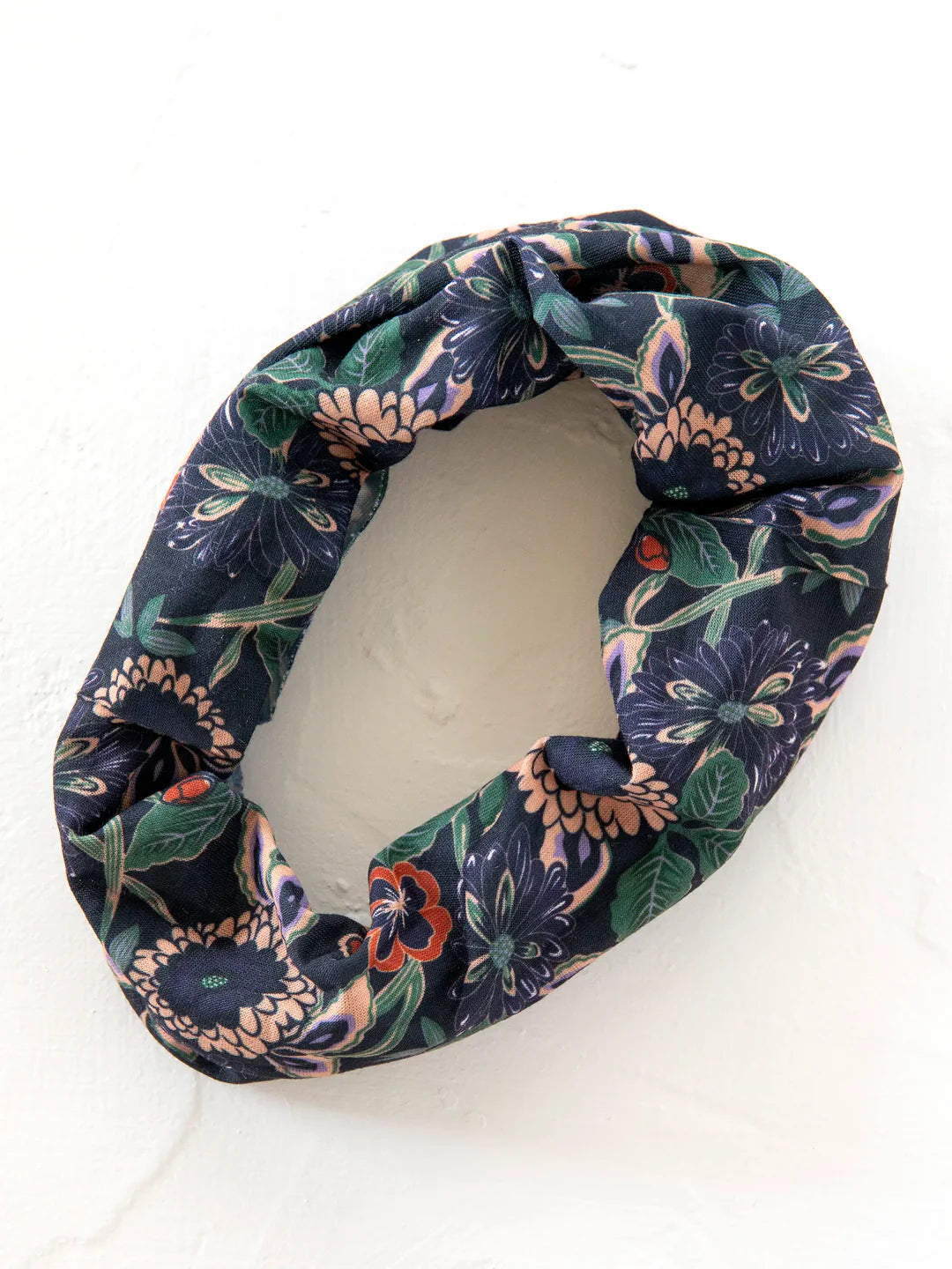 Natural Life Half Boho Bandeau® Headband-Navy Tan Dahlias