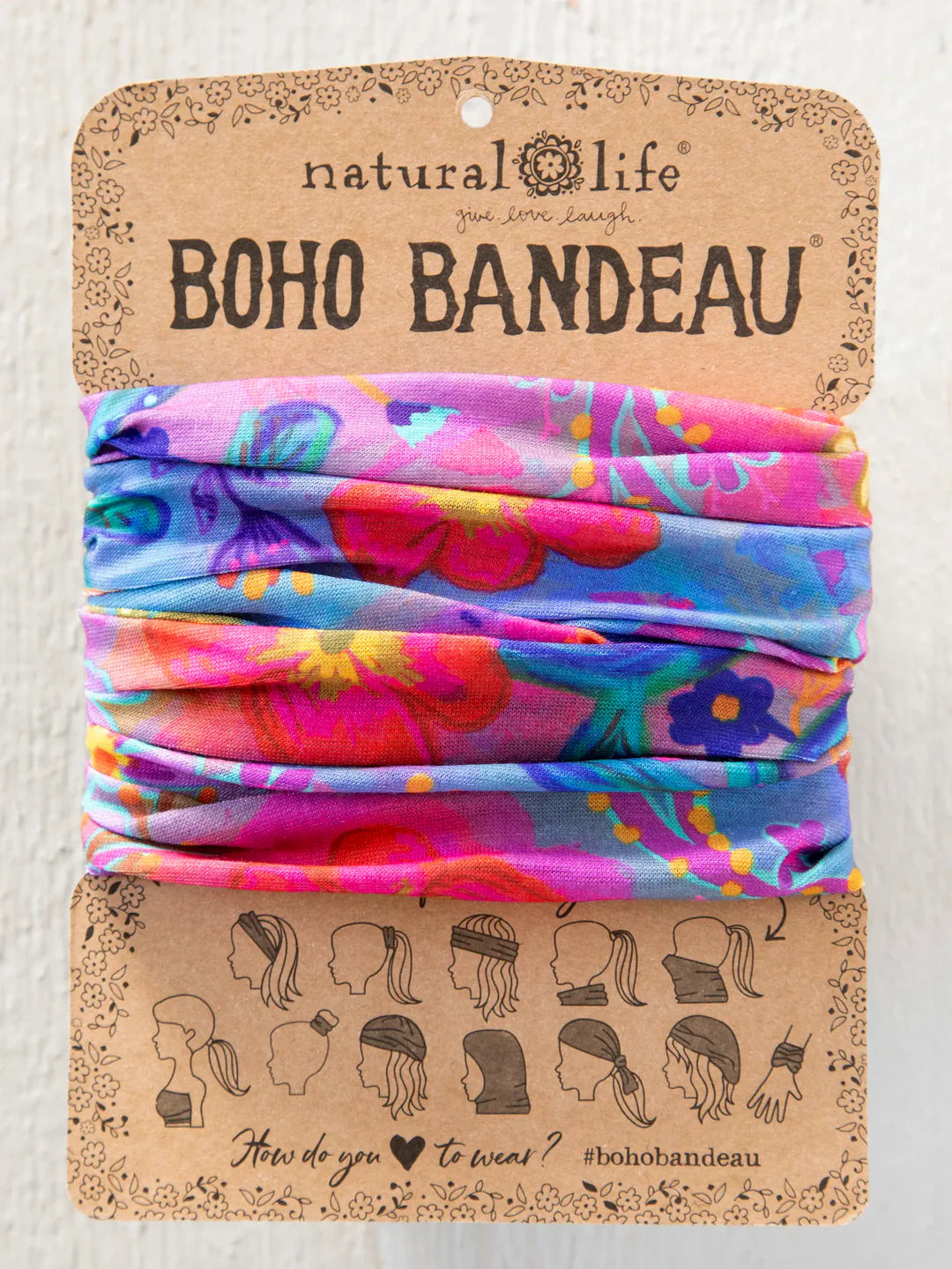 Natural Life Full Boho Bandeau® Headband-Neon Floral