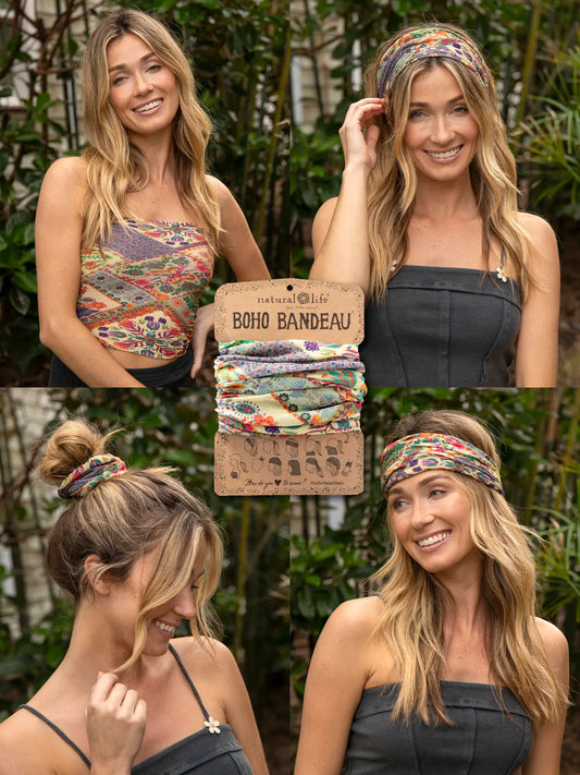 Natural Life Full Boho Bandeau® Headband-Mandala Patchwork Cream
