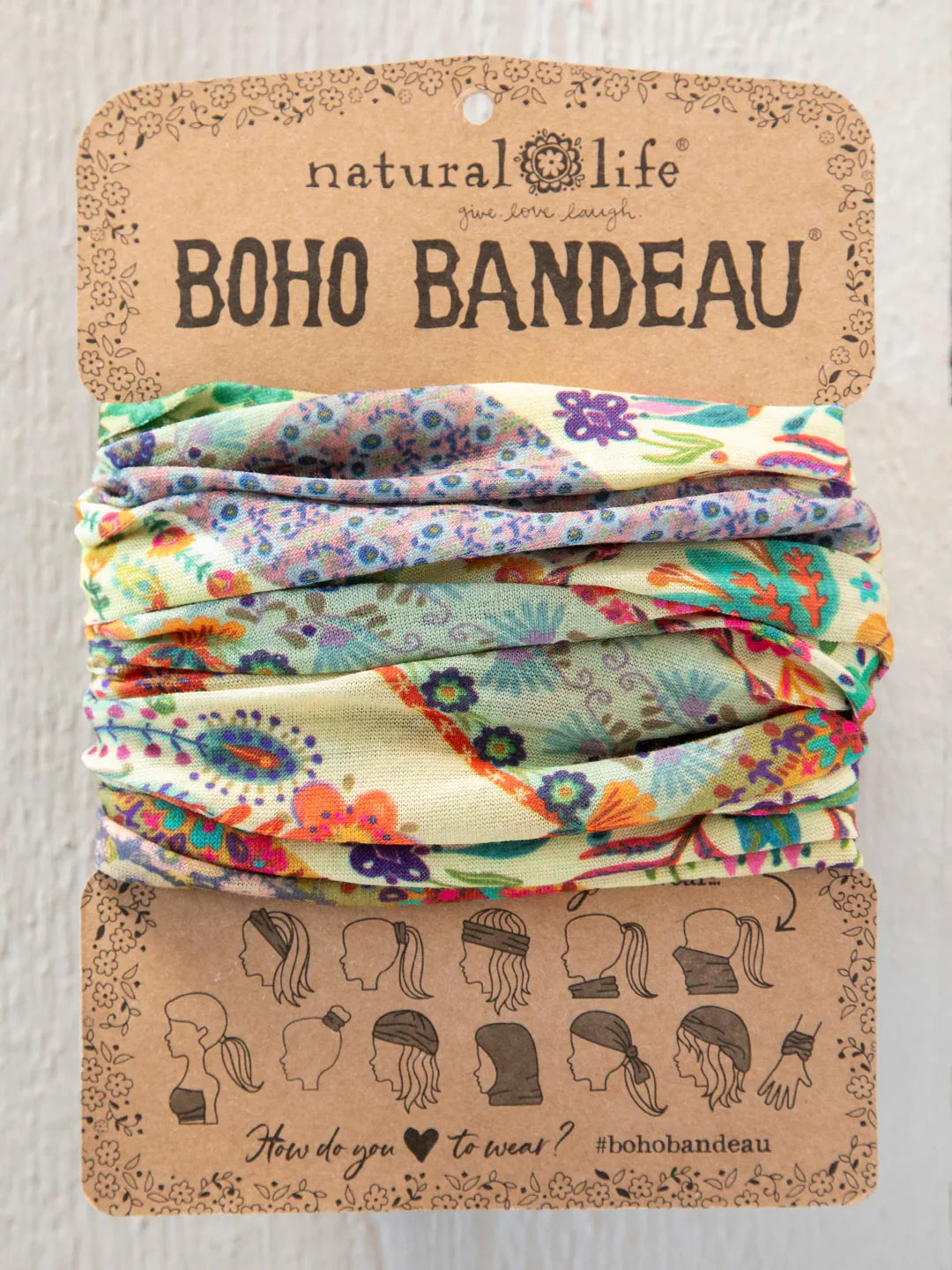 Natural Life Full Boho Bandeau® Headband-Mandala Patchwork Cream