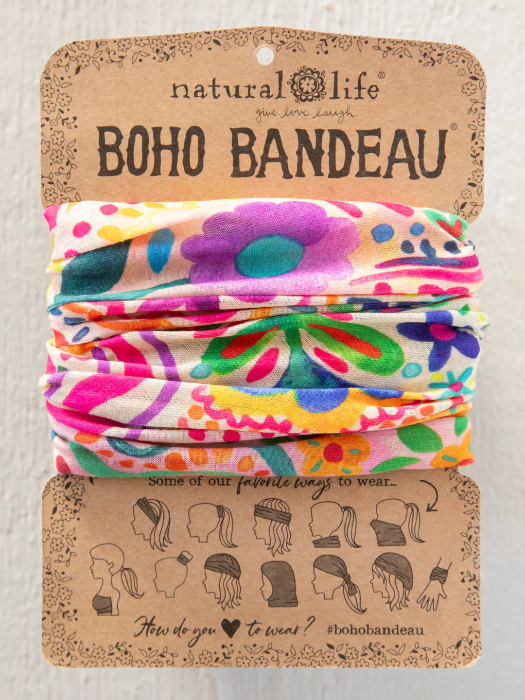 Natural Life Full Boho Bandeau® Headband-Rainbow Doodle