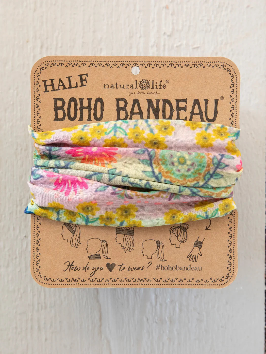 Natural Life Half Boho Bandeau® Headband-Mint Borders