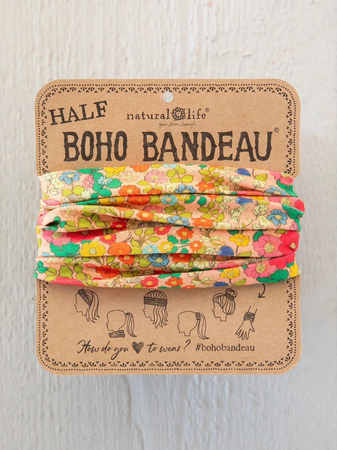 Natural Life Half Boho Bandeau® Headband-Vintage Garden Peach