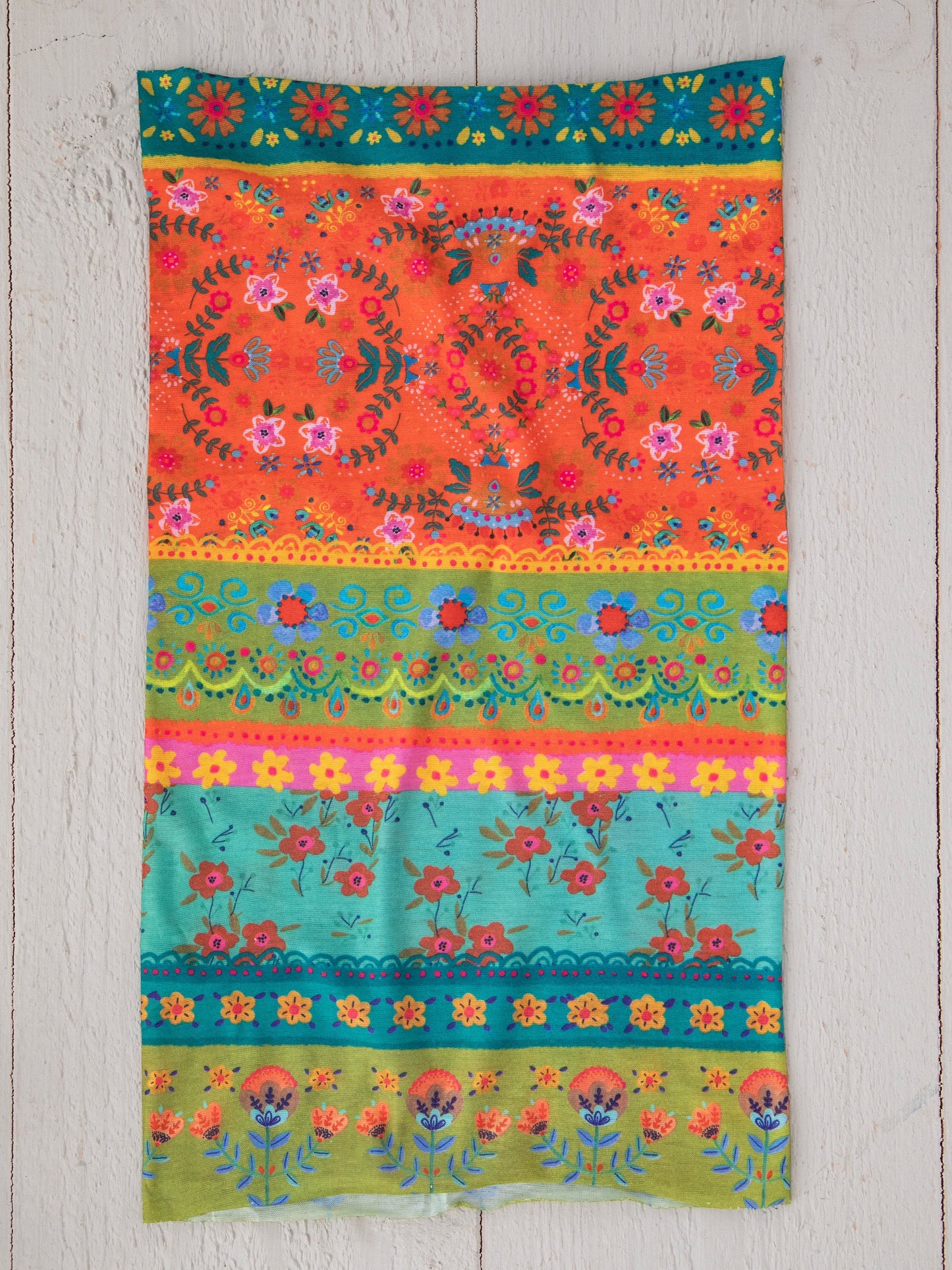 Natural Life Full Boho Bandeau® Headband - Orange Green Border