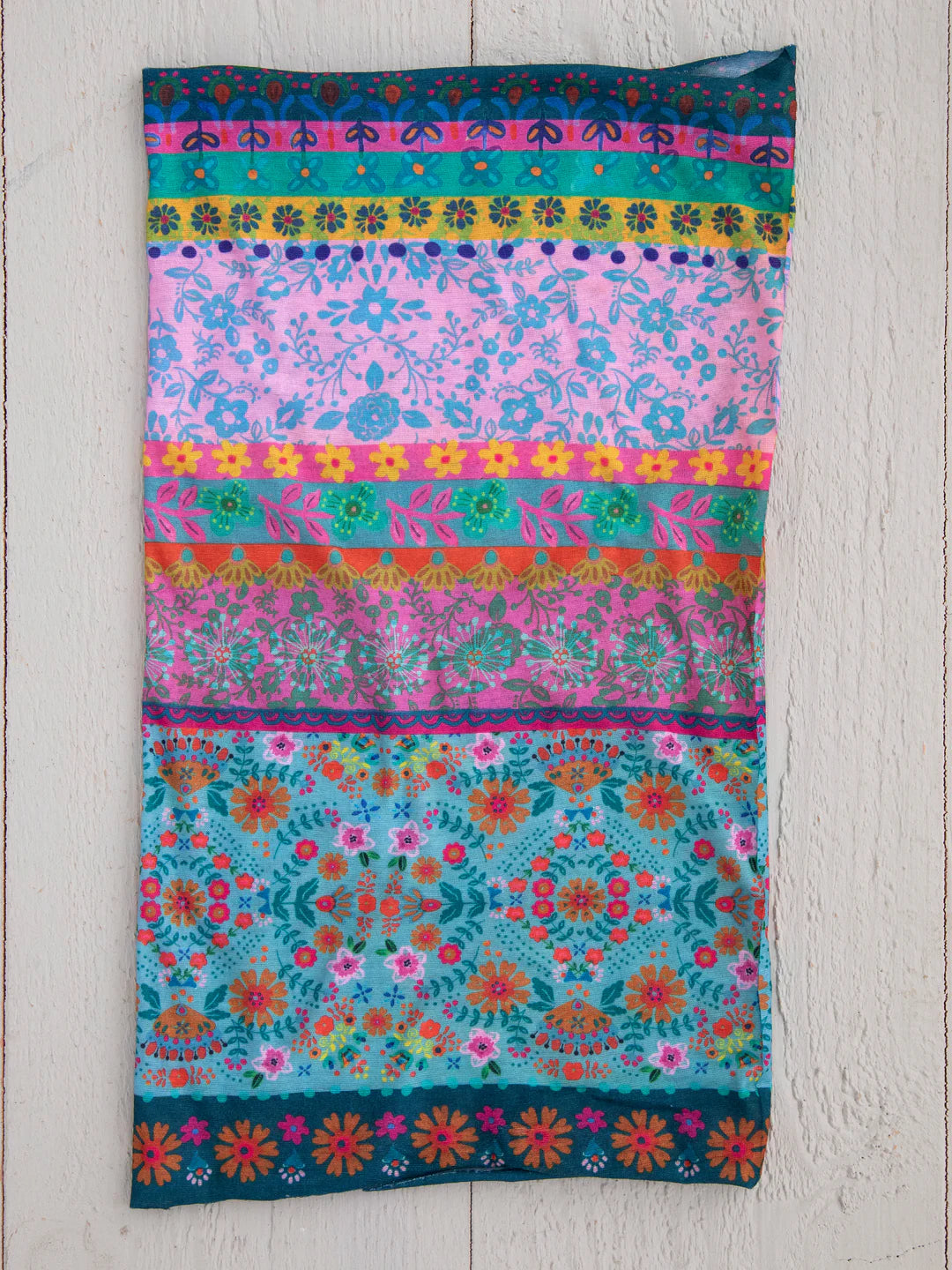 Natural Life Full Boho Bandeau® Headband-Blue Pink Borders