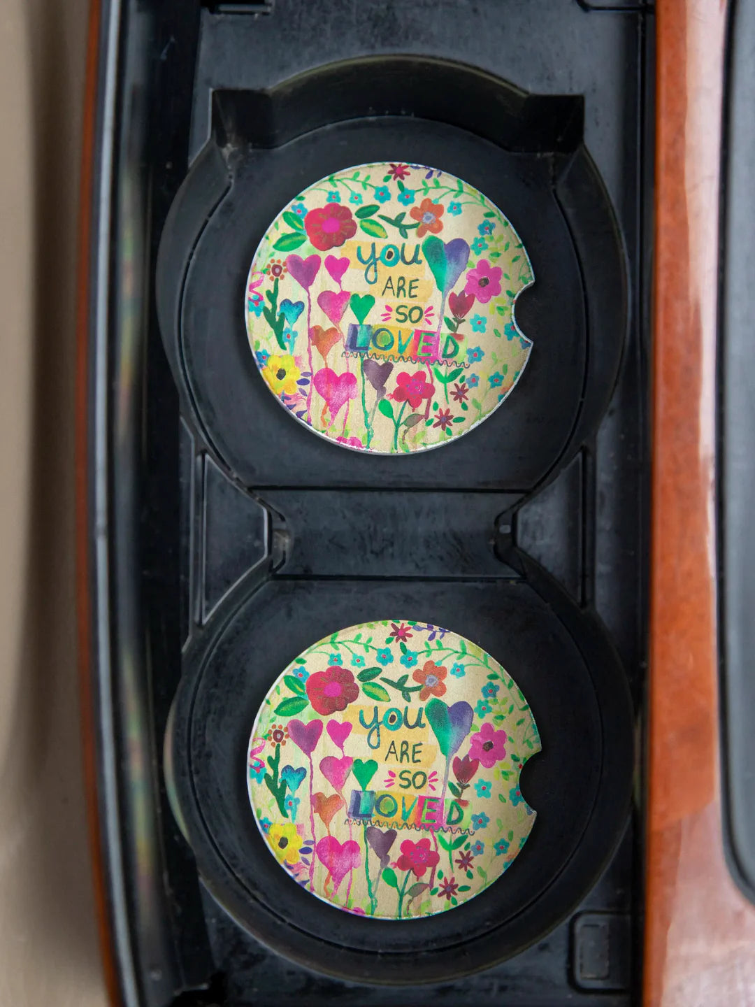 Natural Life Car Coasters, Set of 2- You Are So Loved