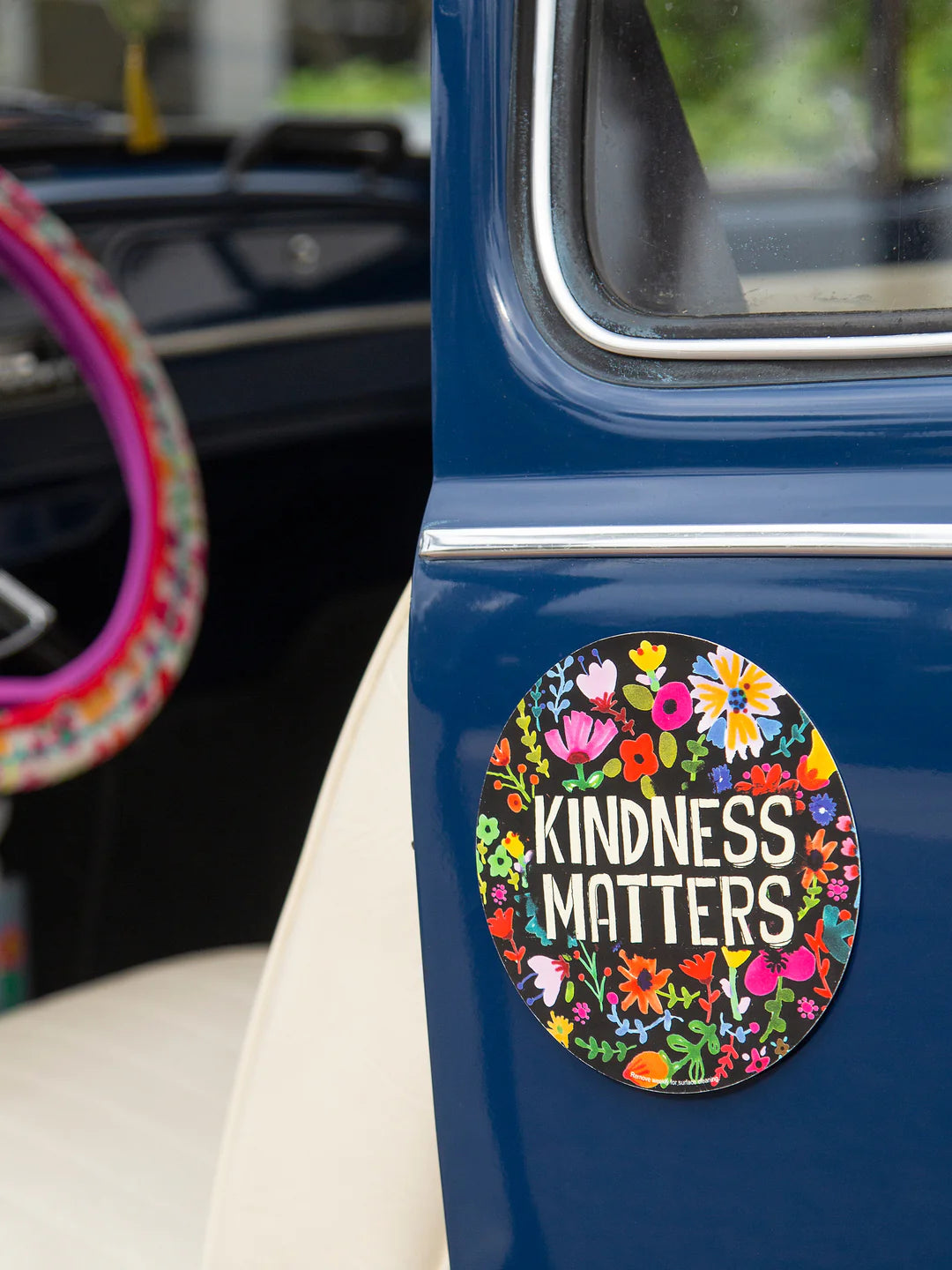 Natural Life Car Magnet-Kindness Matters Black Floral