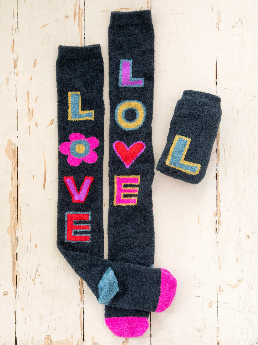 Natural Life Over-the-Knee Cozy Socks-Navy Love