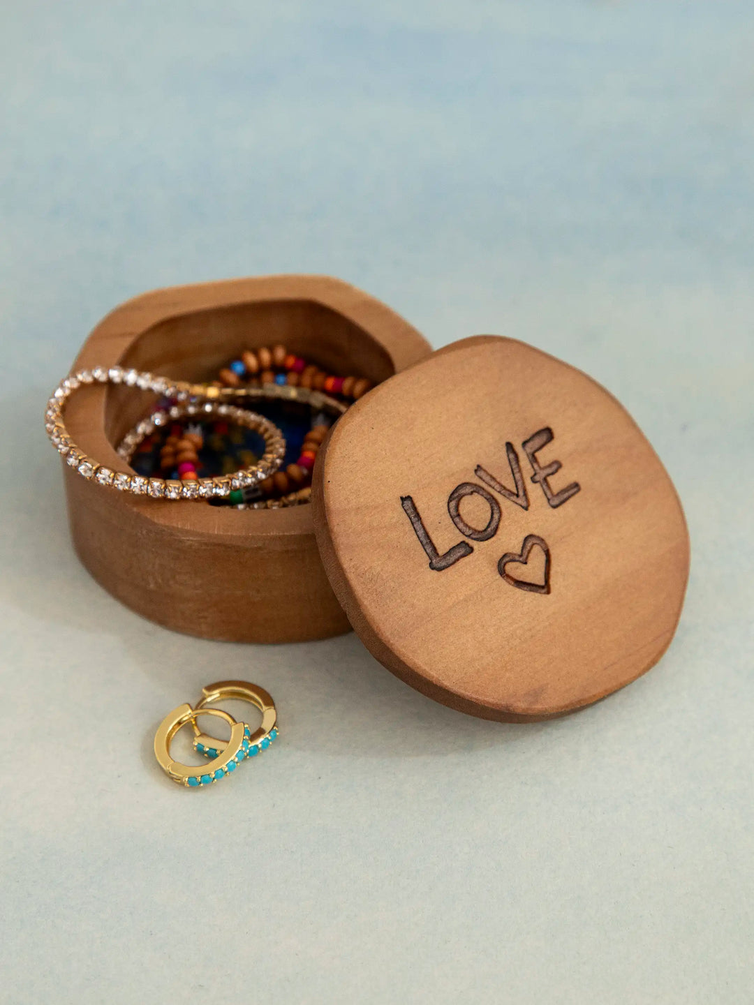 Natural Life Sentiment Wooden Keepsake Box - Love Heart