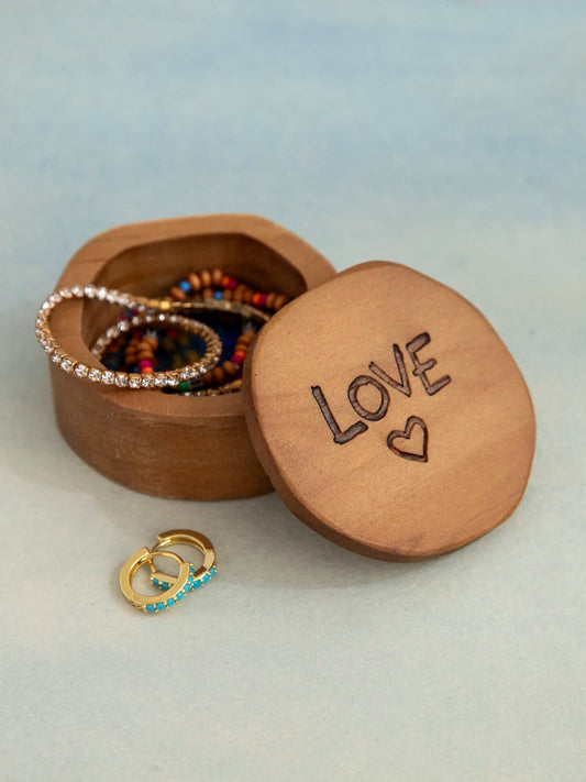 Natural Life Sentiment Wooden Keepsake Box - Love Heart