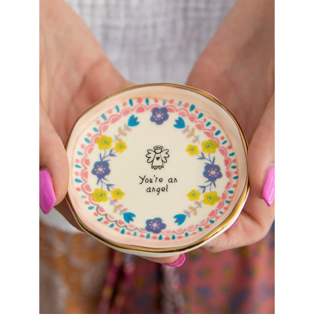 Natural Life Ceramic Giving Trinket Dish - You're an Angel