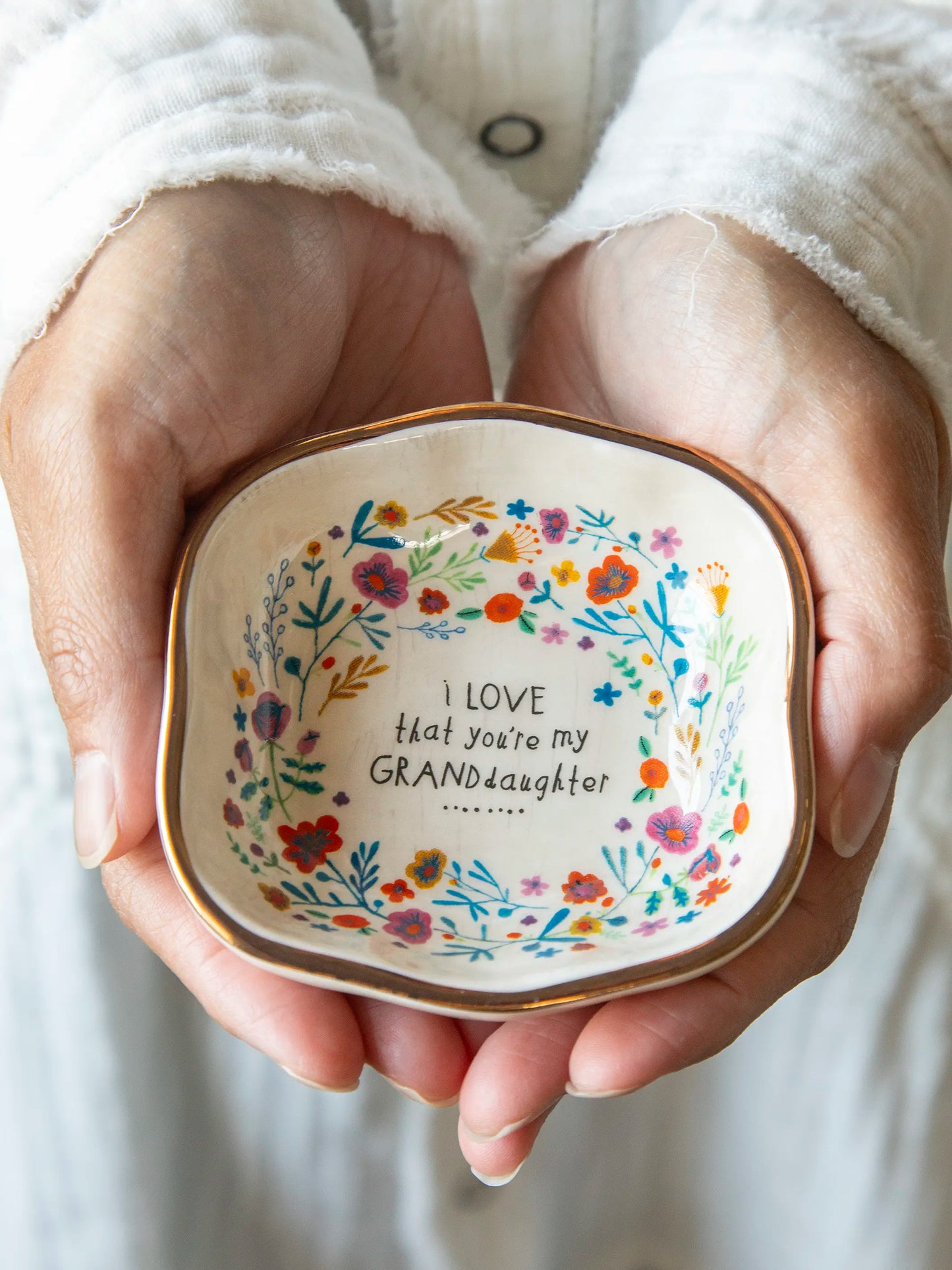 Natural Life Antiqued Trinket Bowl -  Granddaughter