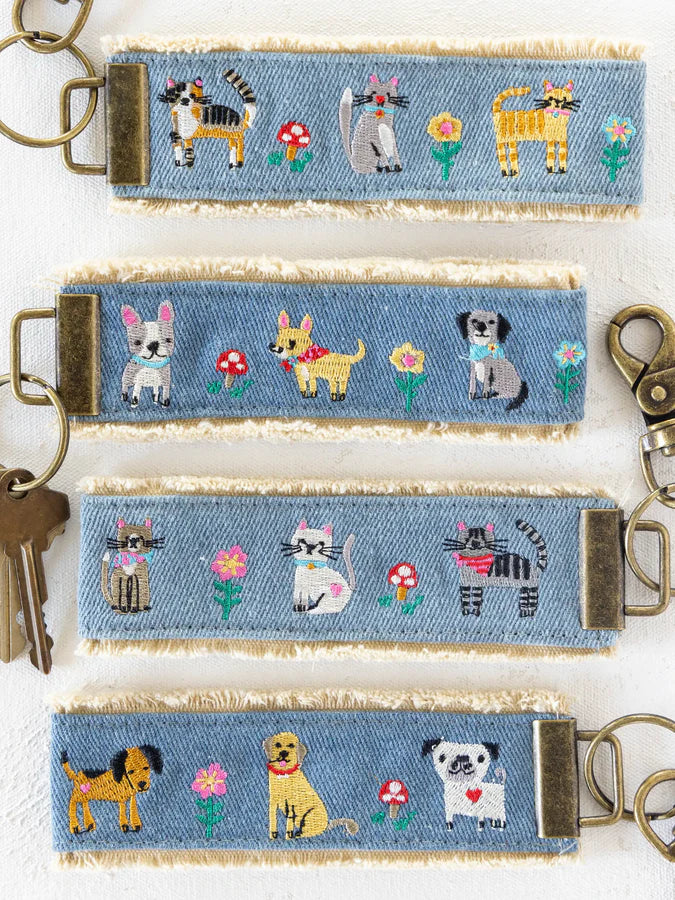 Natural Life Embroidered Key Chain- Dogs