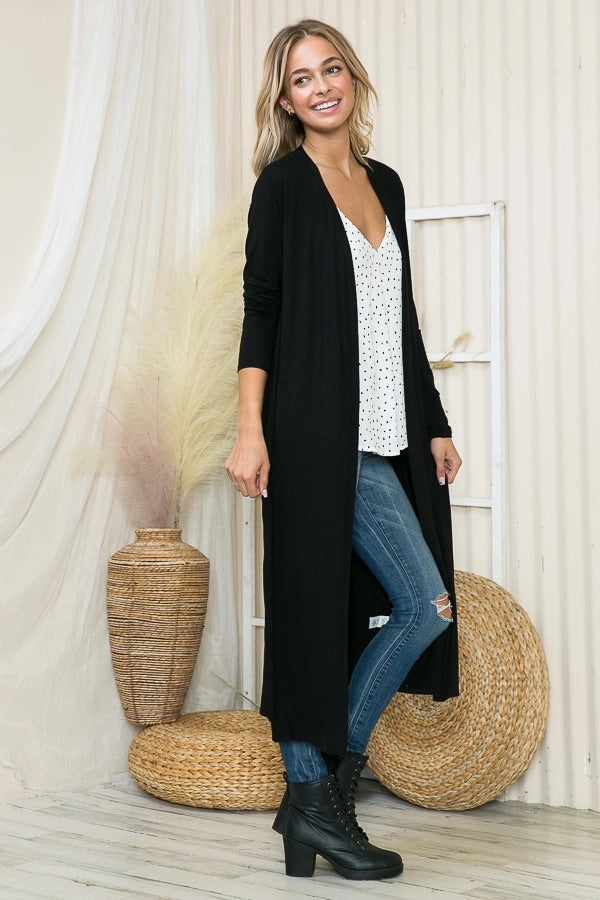 LIGHTWEIGHT SOLID MAXI CARDIGAN