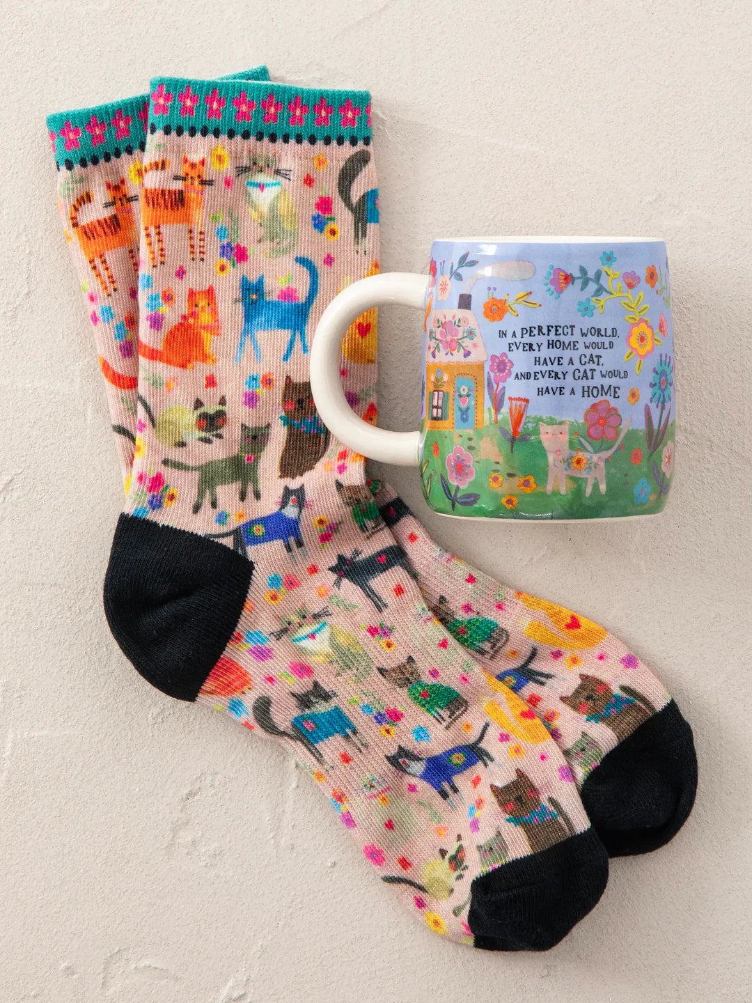 Natural Life Mug & Sock Set-Every Cat Has a Home