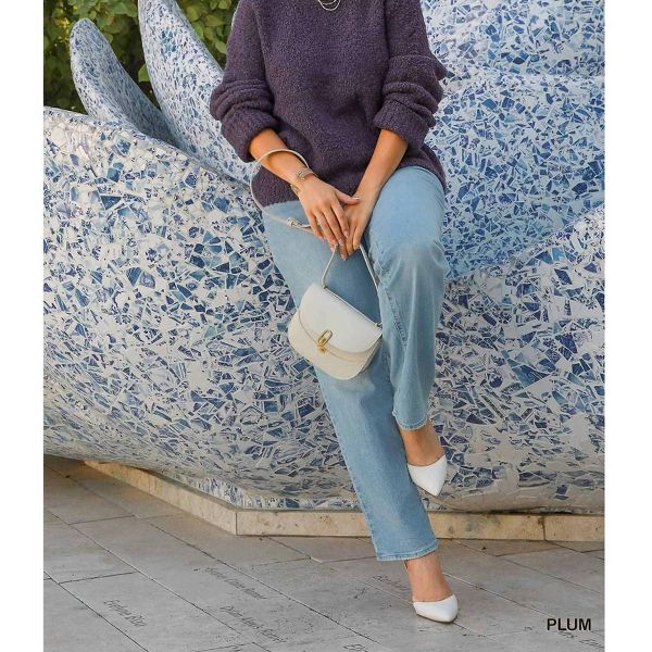 Umgee Fluffy Boucle Pullover Knit