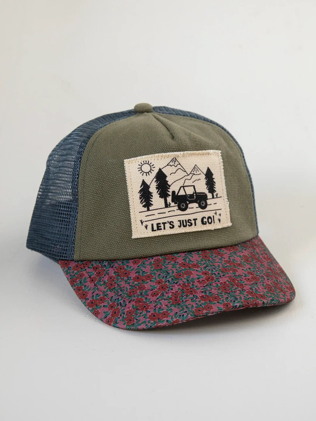 Natural Life Canvas Trucker Hat- Let's Just Go Mountains