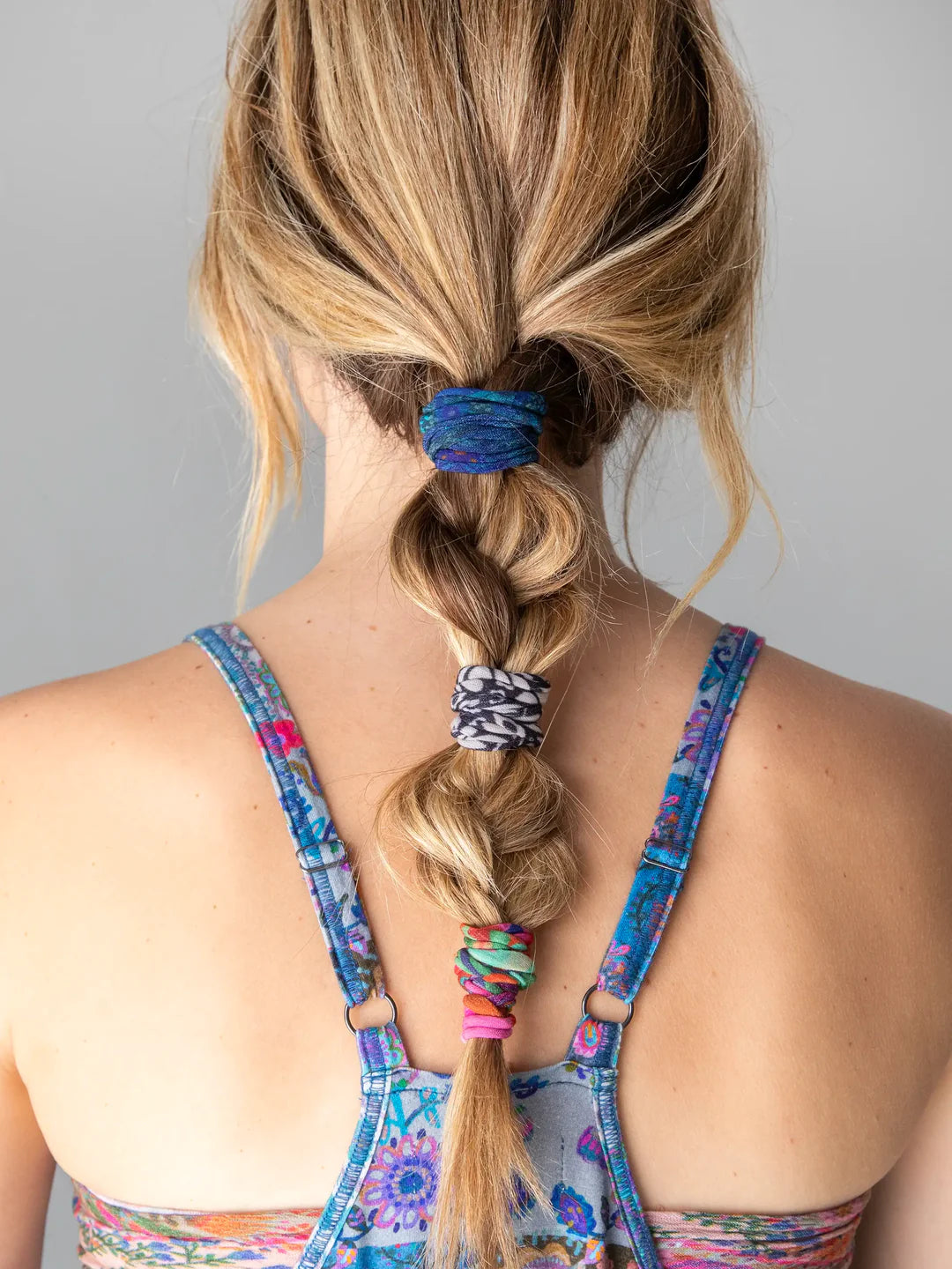Natural Life Boho Bands Hair Ties, Set of 3-Blue Floral