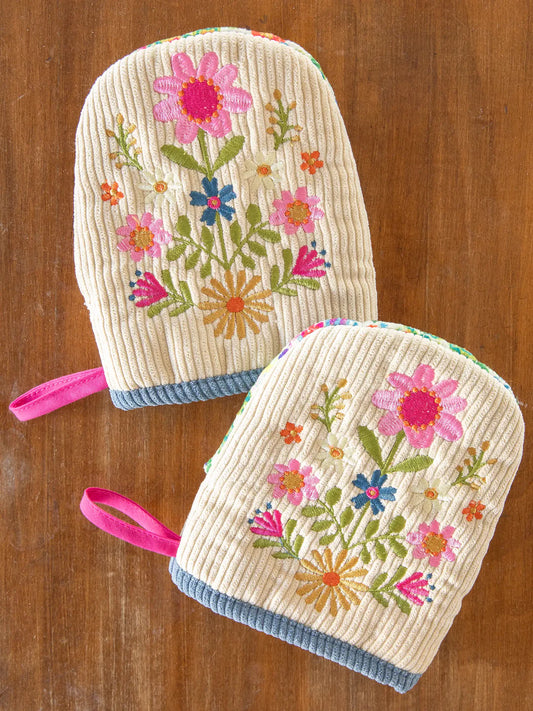 Natural Life Embroidered Mini Oven Mitt, Set of 2