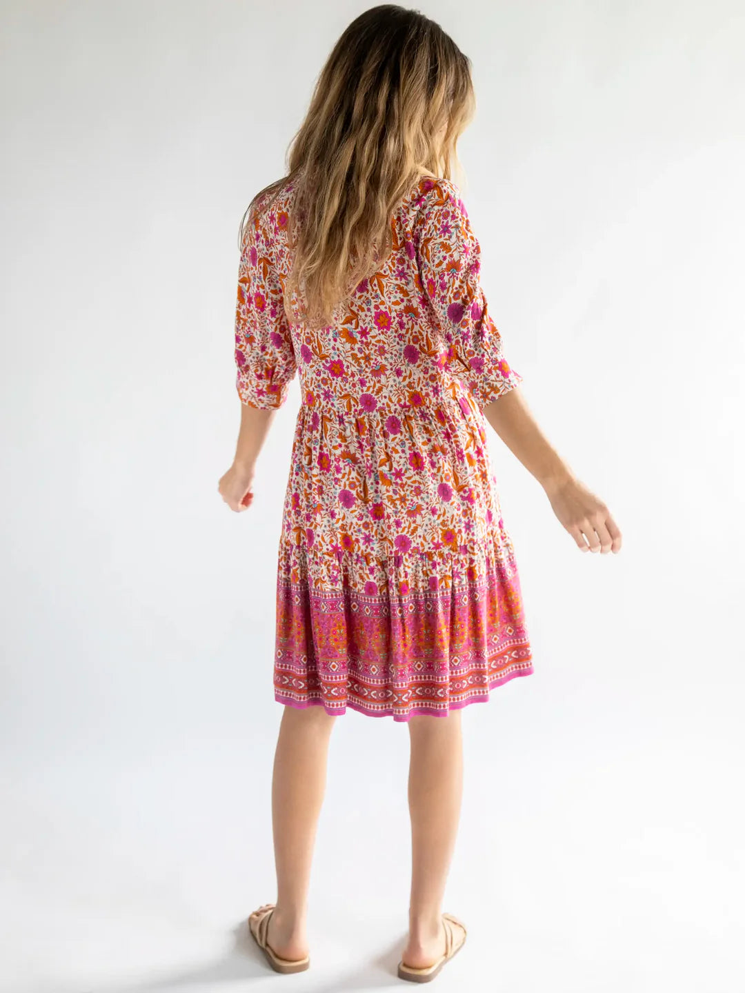 Natural Life Becca Mini Dress-Pink Floral Border