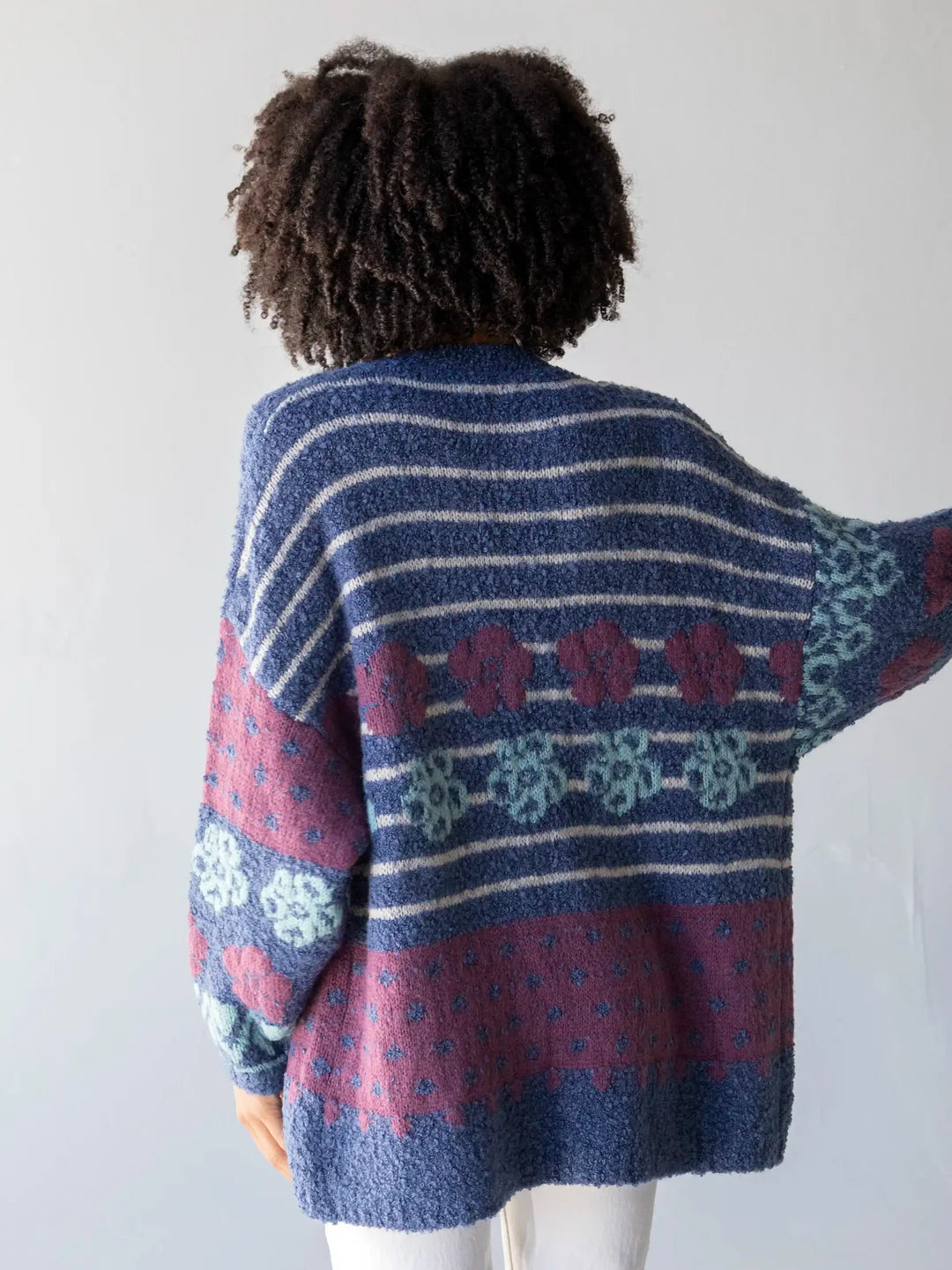 Natural Life Calla Jacquard Cardigan Sweater-Indigo