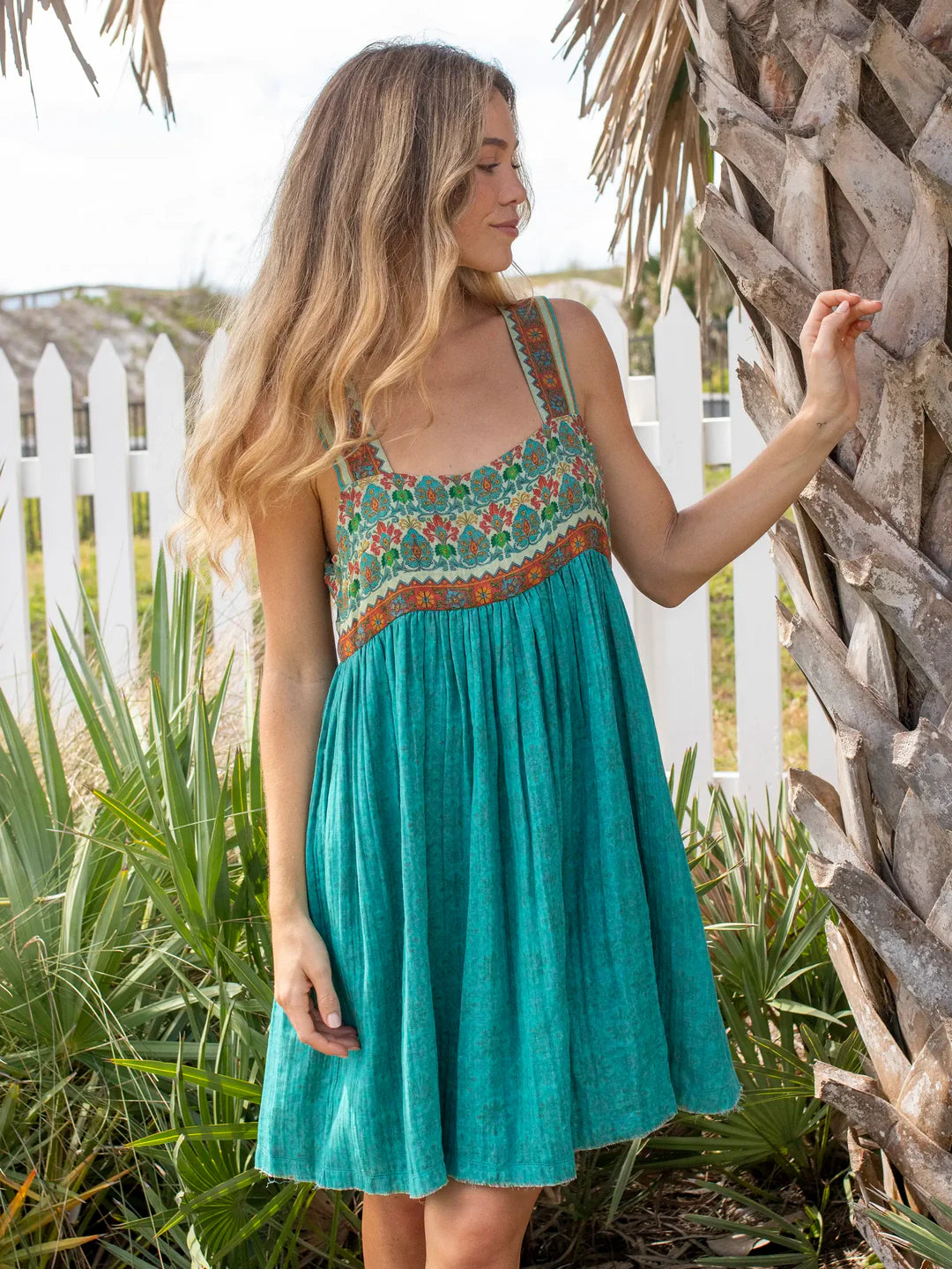 Natural Life Tricia Reversible Cotton Gauze Dress-Pink Sunburst