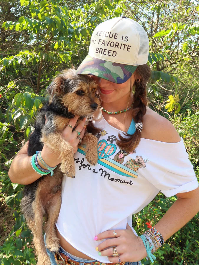 Natural Life Embroidered Trucker Hat-Rescue Is My Favorite Breed