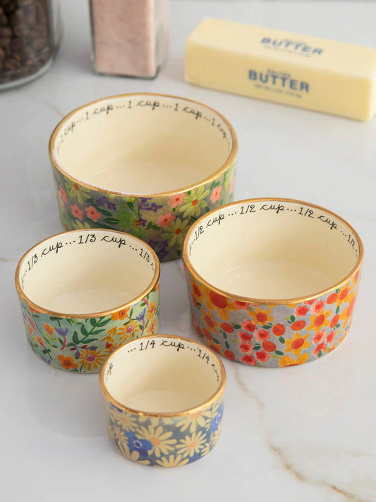 Natural Life Ceramic Nesting Measuring Cups-Multi Floral
