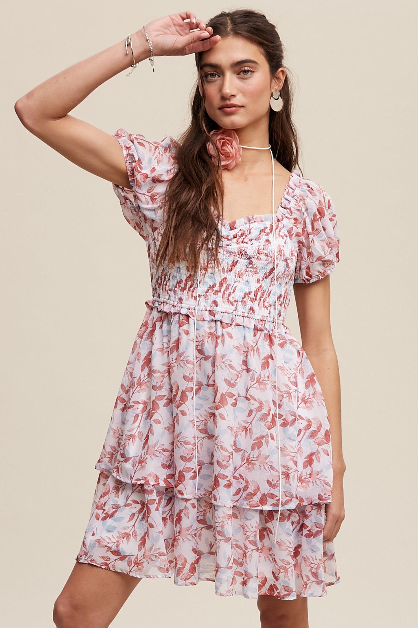 Floral Smocked Mini Dress