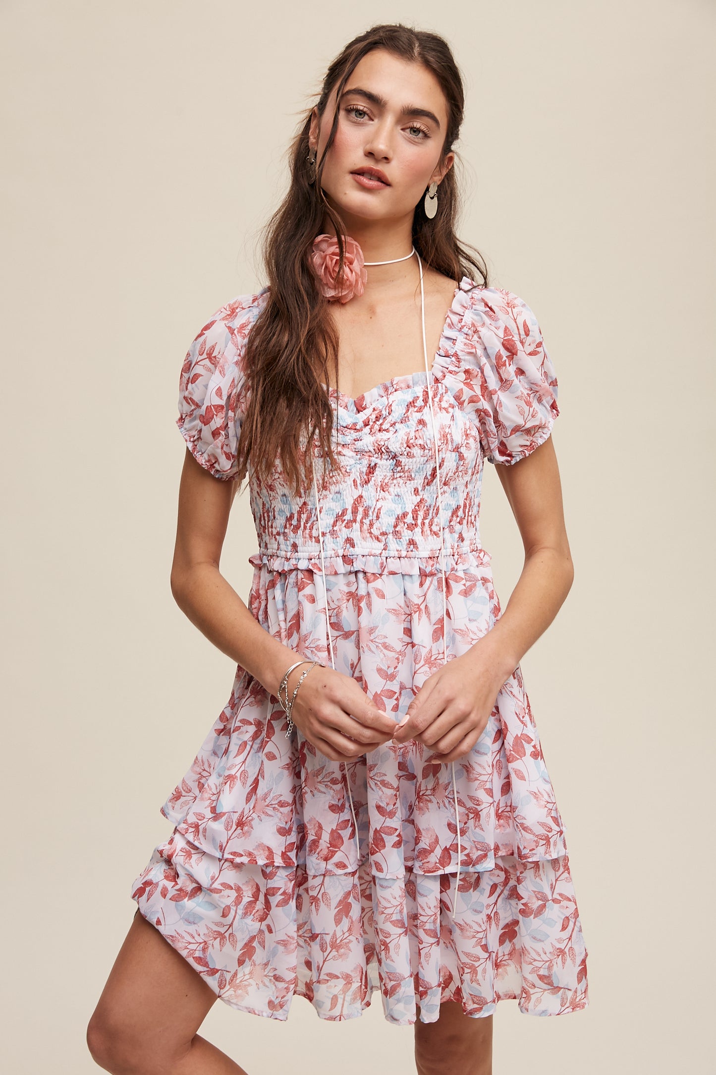 Floral Smocked Mini Dress