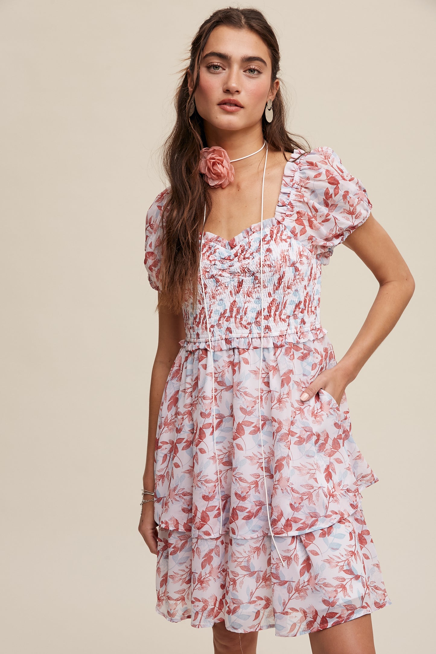 Floral Smocked Mini Dress