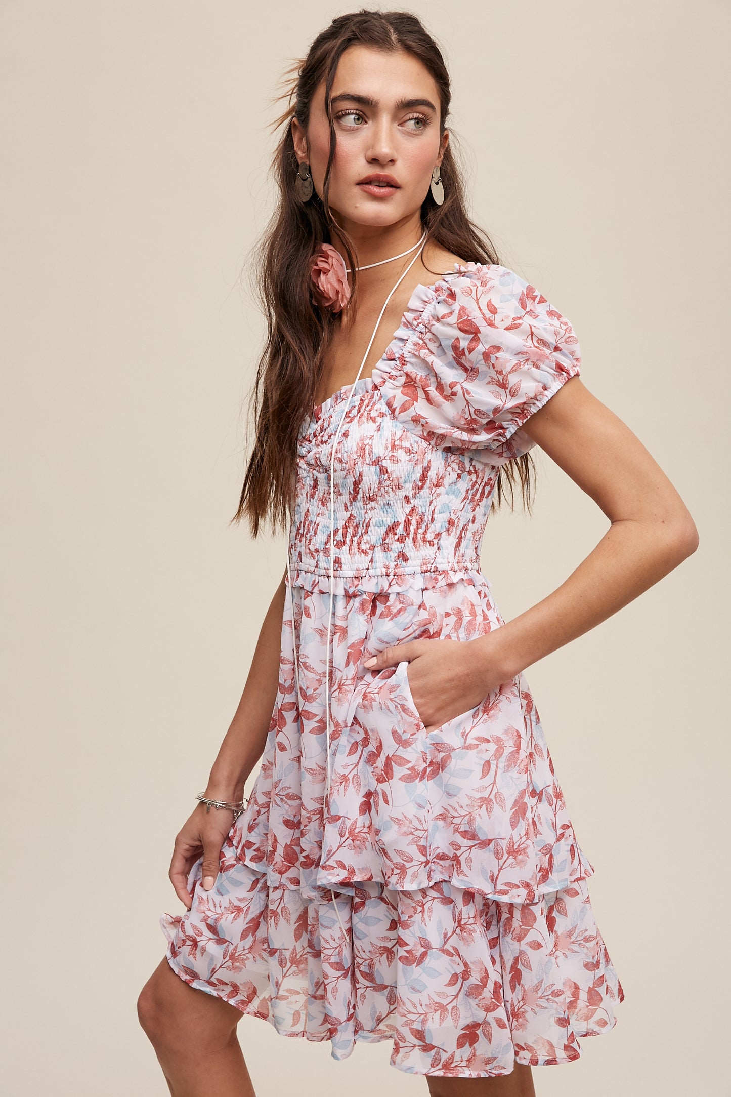 Floral Smocked Mini Dress