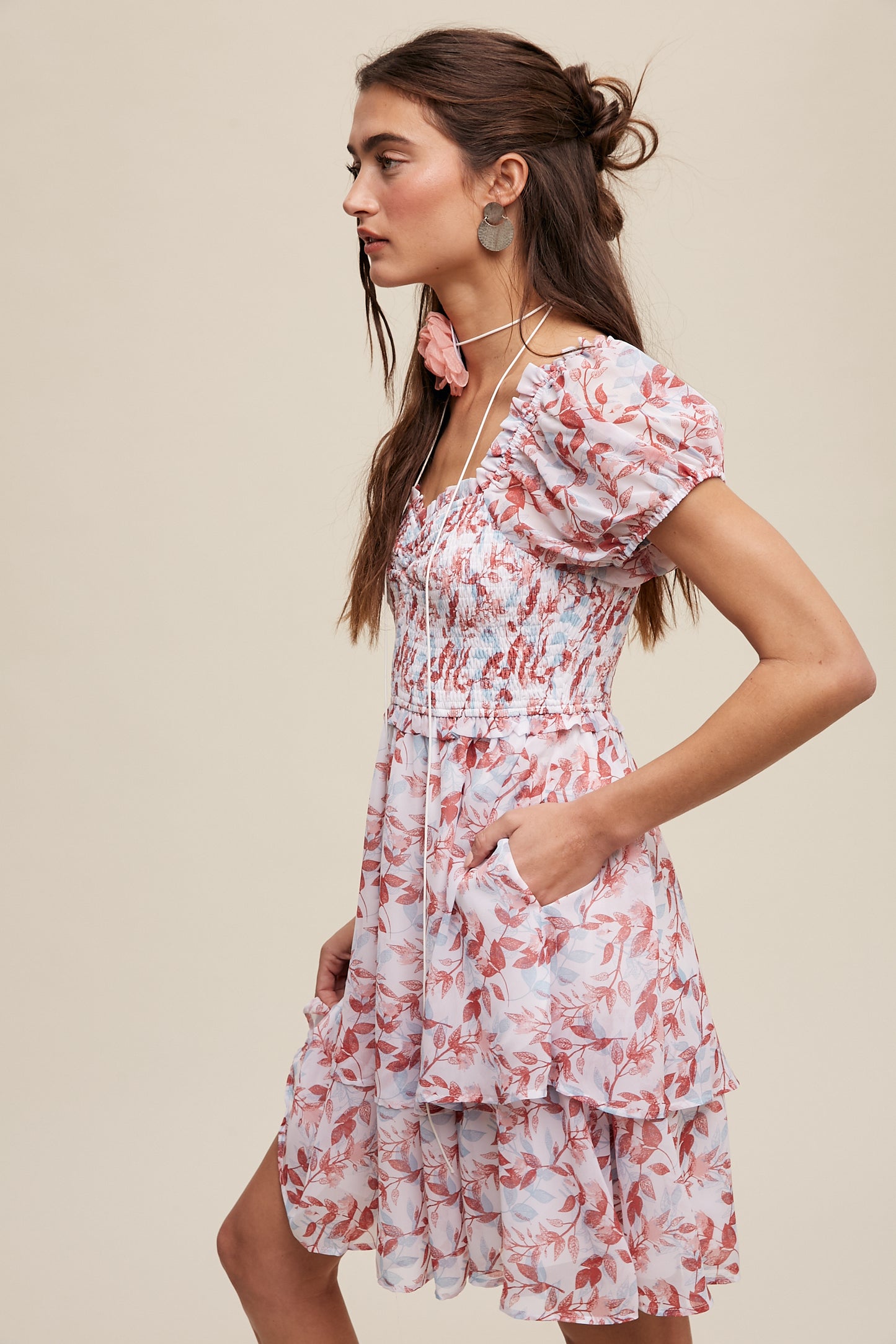 Floral Smocked Mini Dress