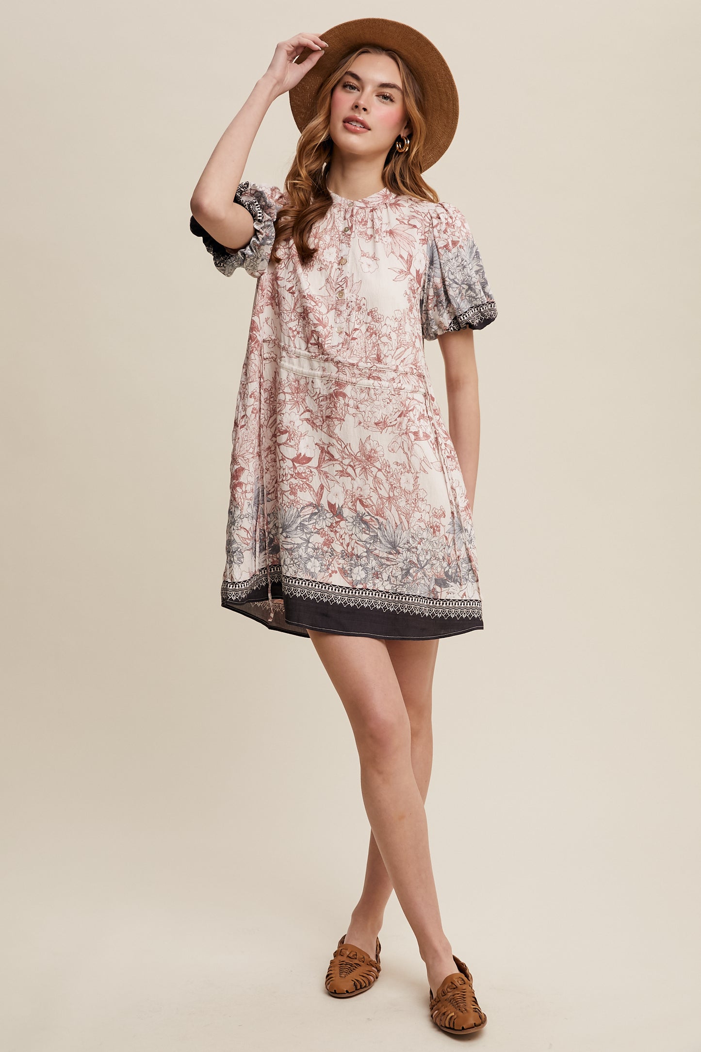 Floral Print Puff Sleeve Dress