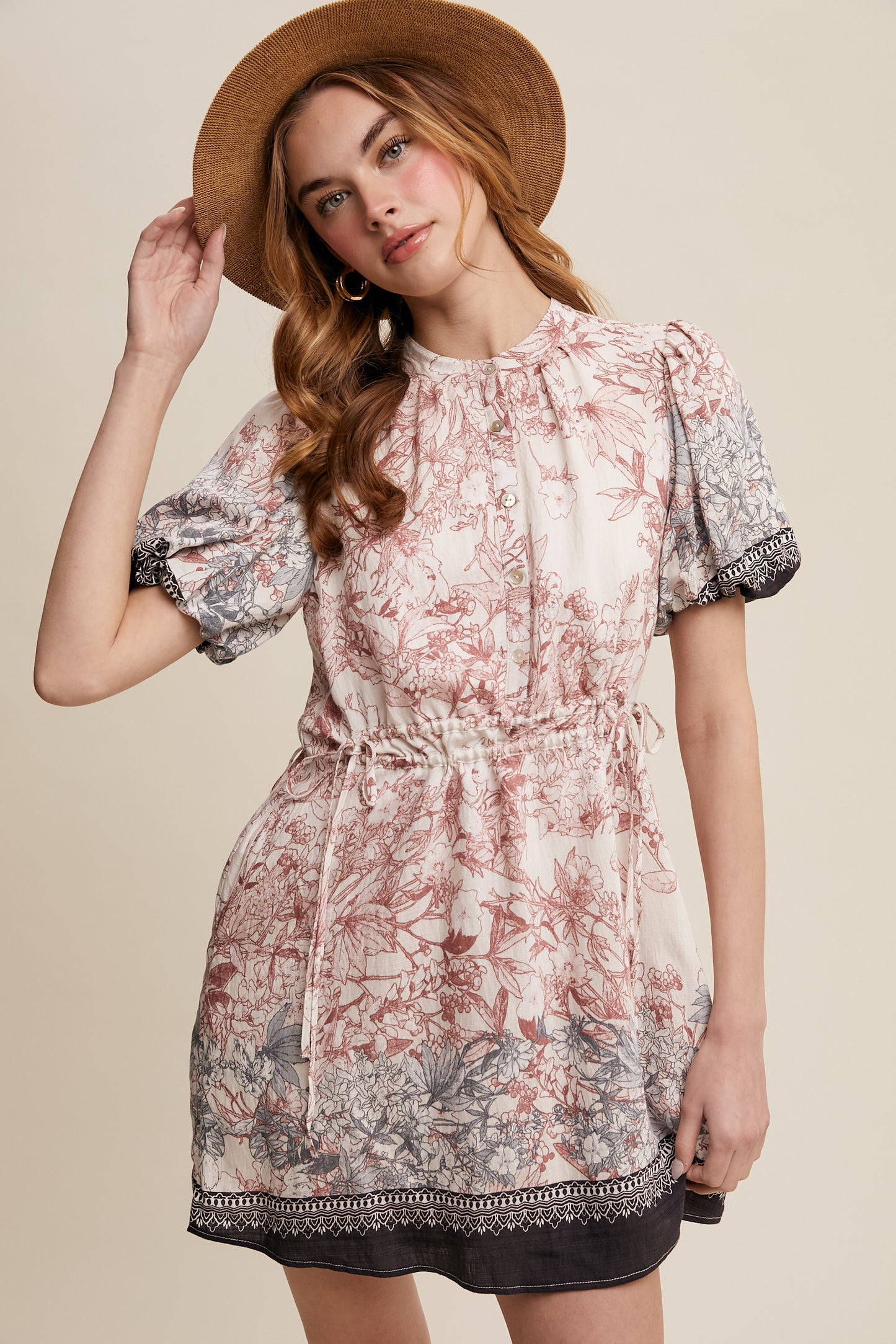 Floral Print Puff Sleeve Dress