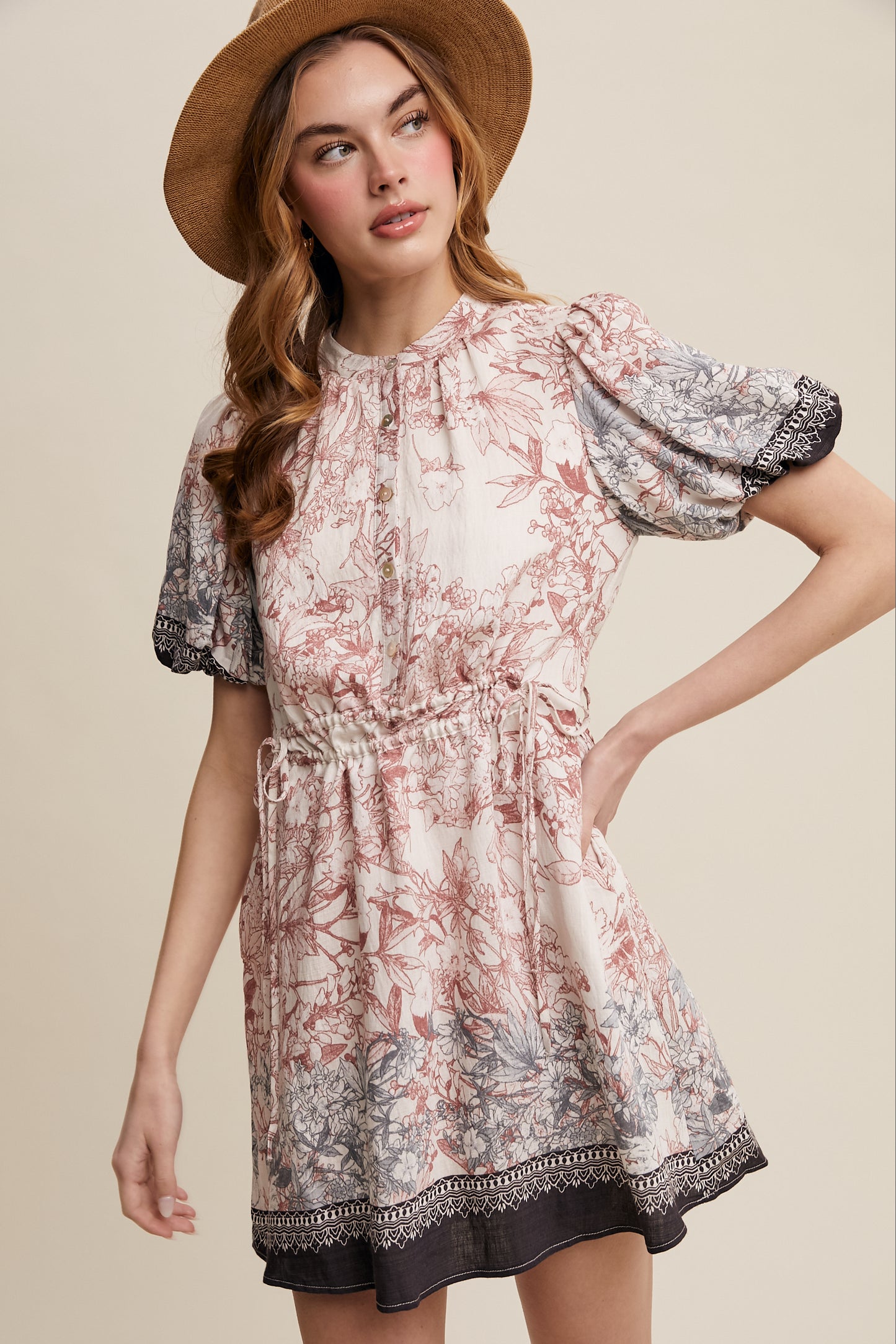 Floral Print Puff Sleeve Dress