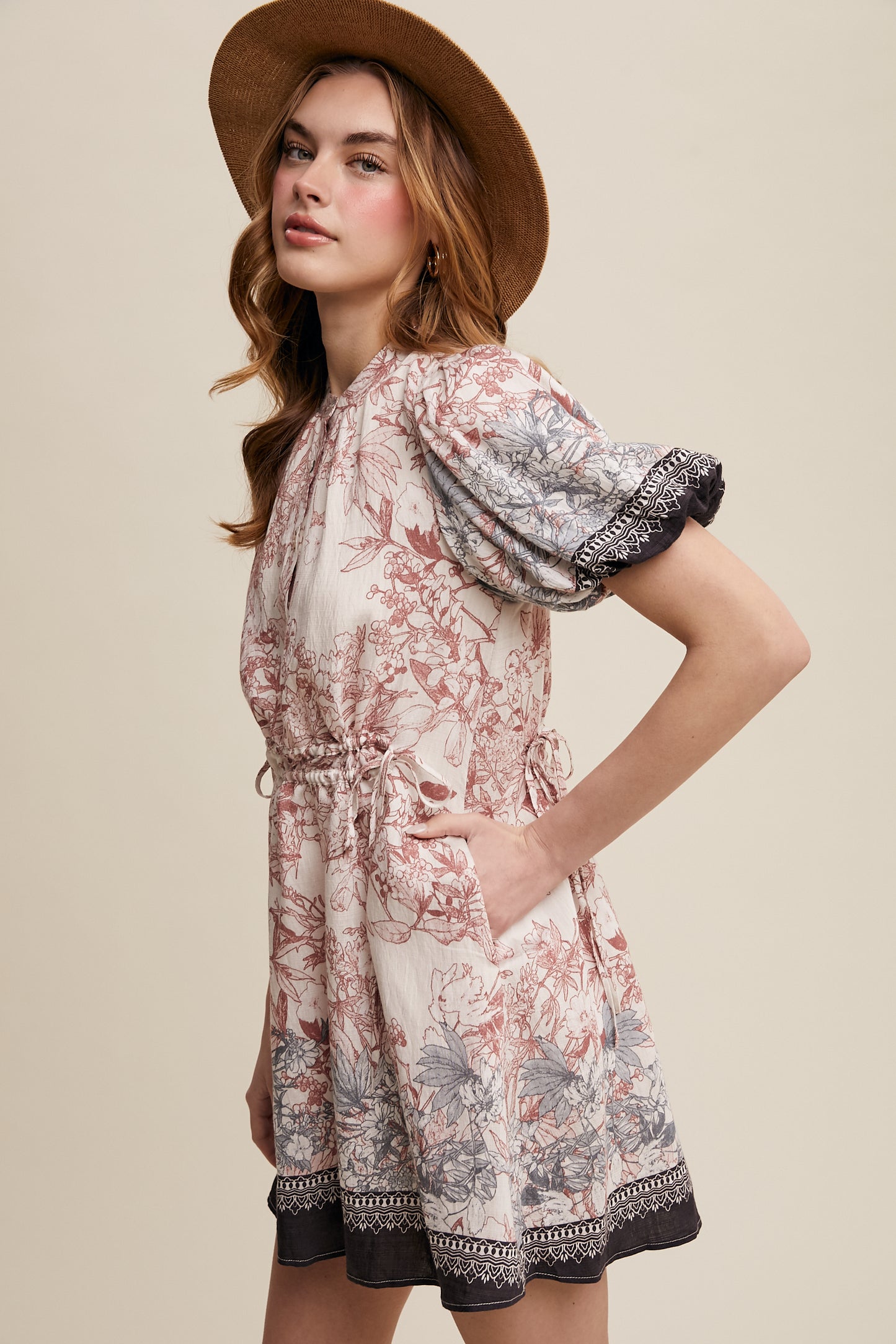 Floral Print Puff Sleeve Dress