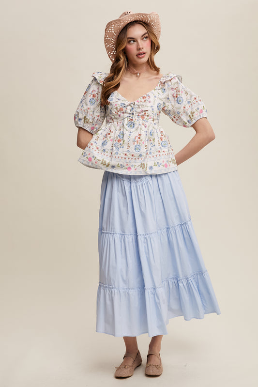 Floral Puff Sleeve Blouse