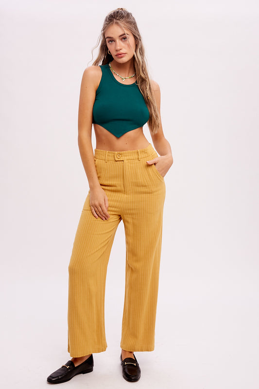 Stripe Down Linen Trousers