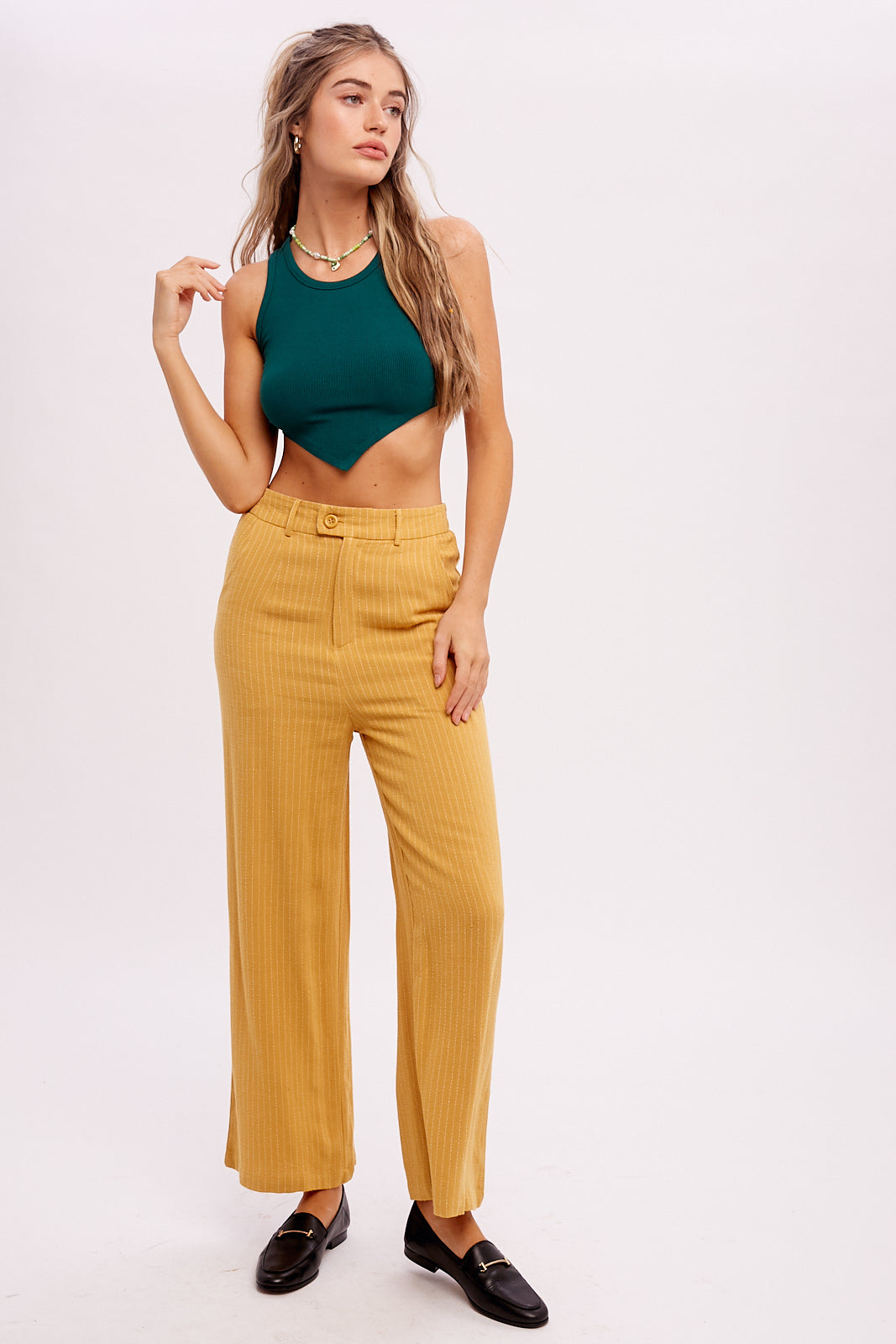 Stripe Down Linen Trousers