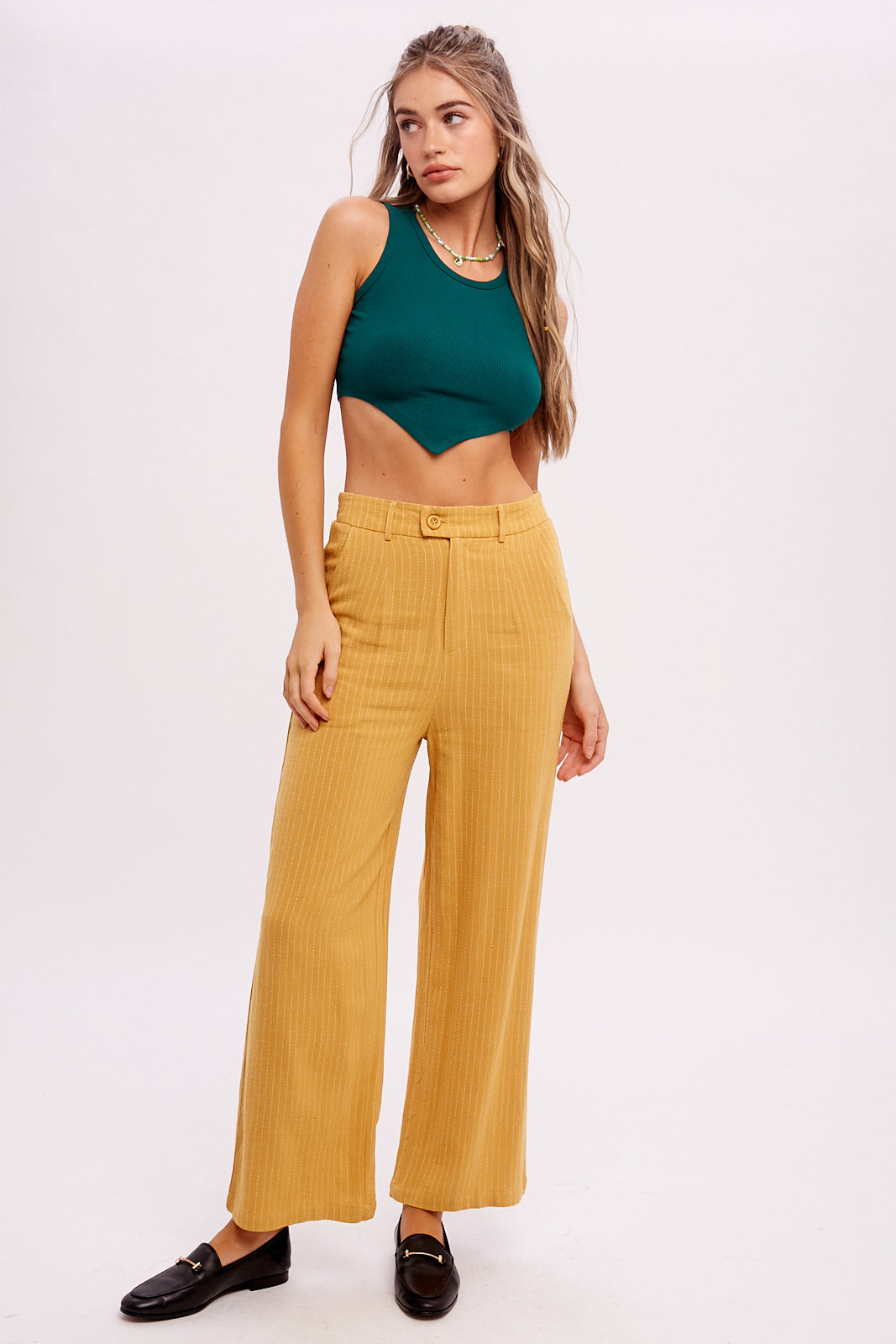 Stripe Down Linen Trousers