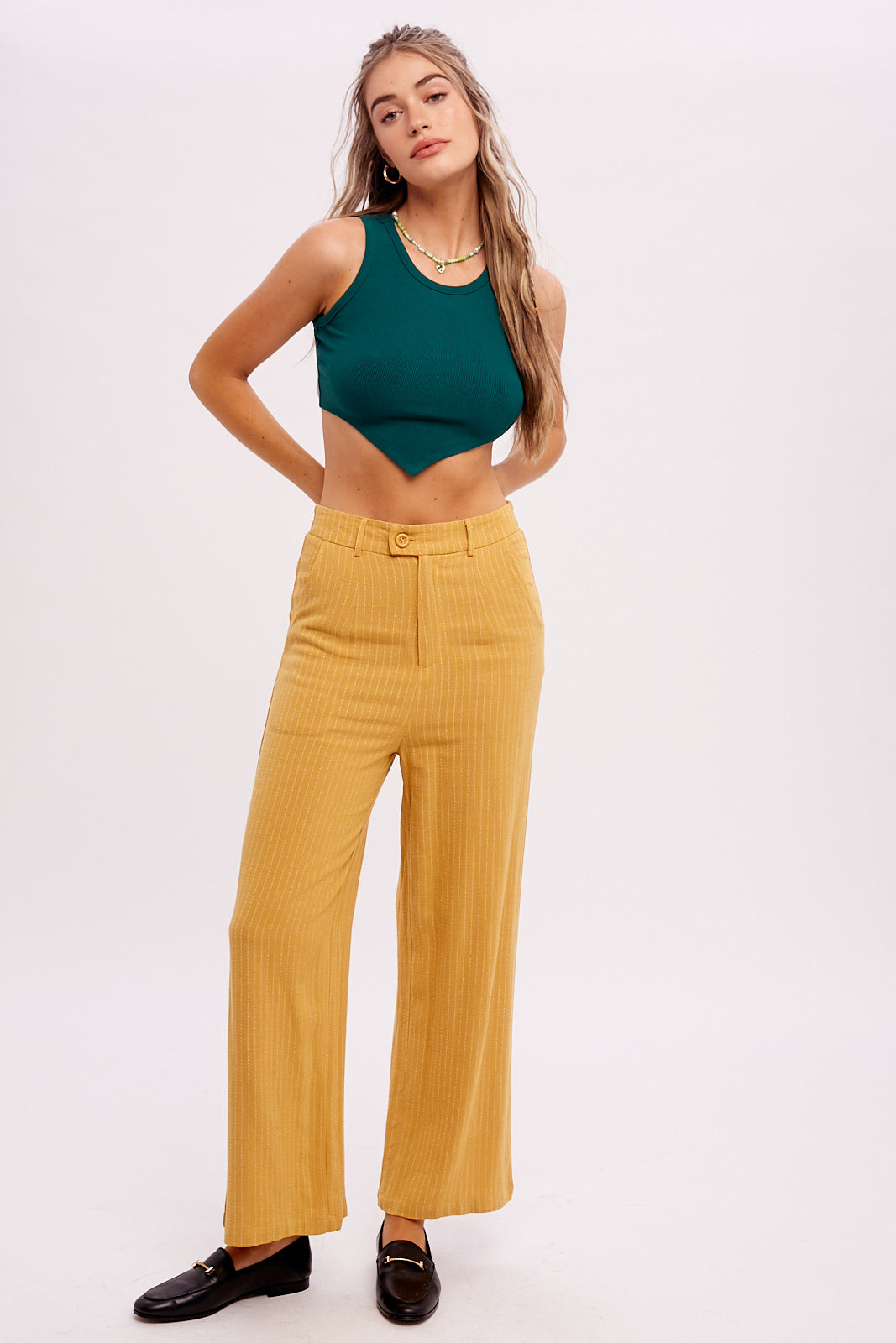 Stripe Down Linen Trousers