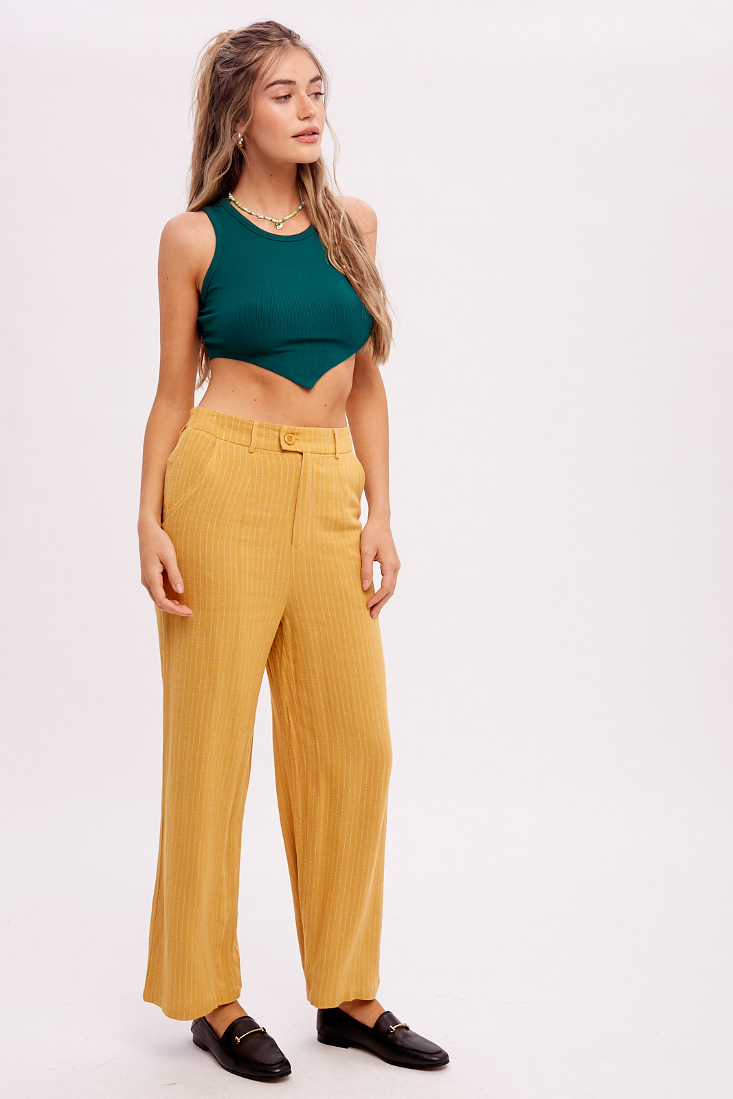 Stripe Down Linen Trousers