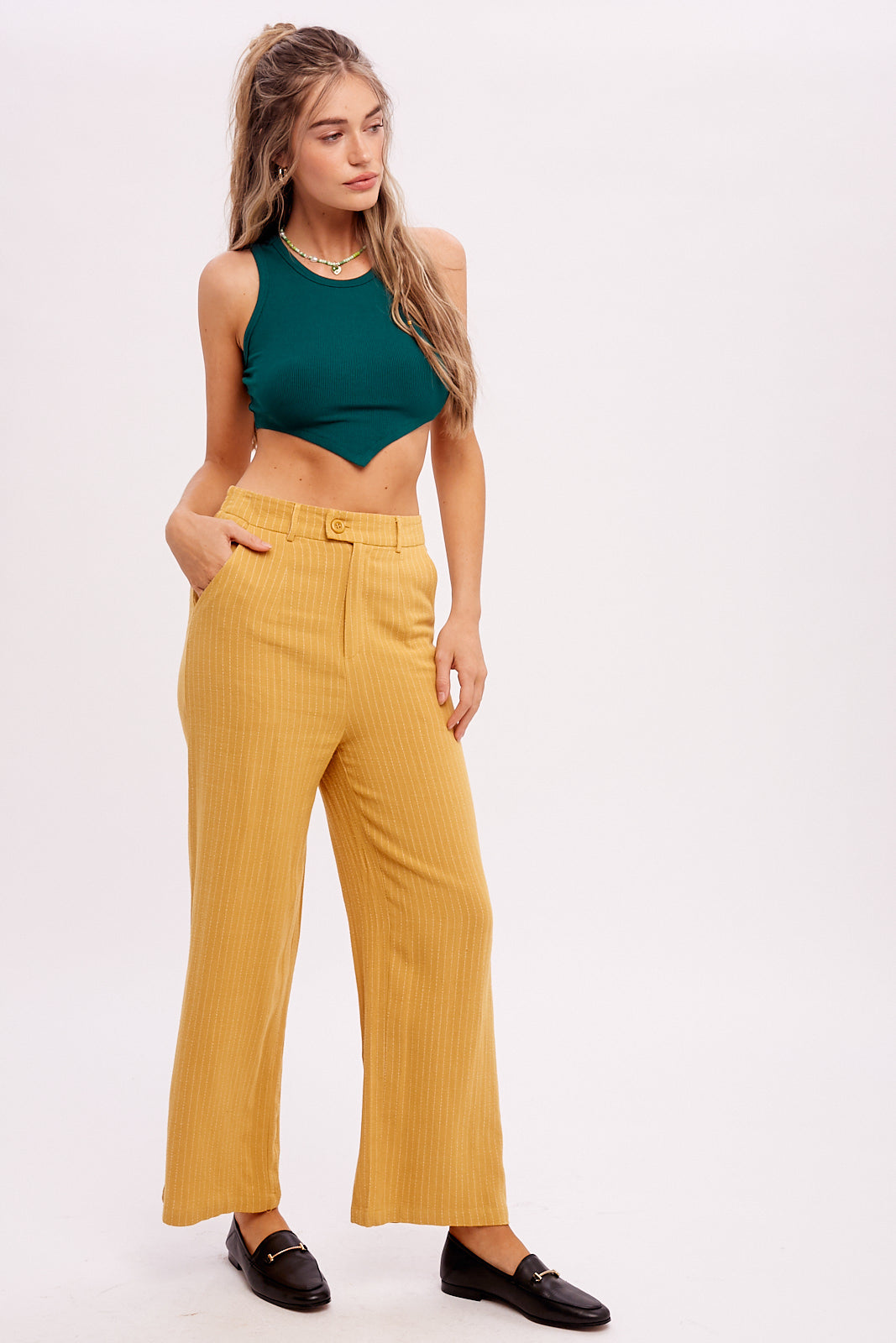 Stripe Down Linen Trousers